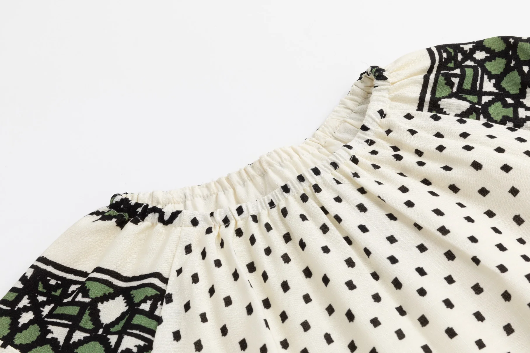 White Base Green Geometric Print Top - Image 5