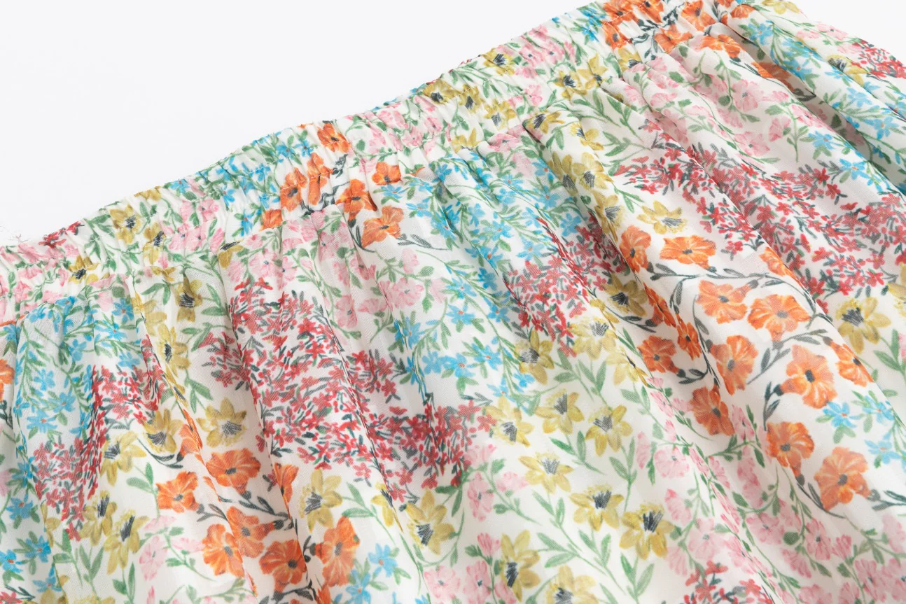 Floral Printed Layered Skirt With Ruffles - Image 5