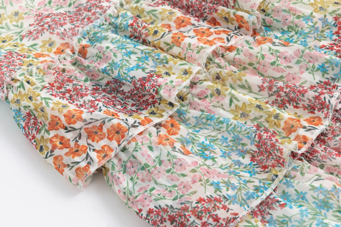 Floral Printed Layered Skirt With Ruffles - Image 6