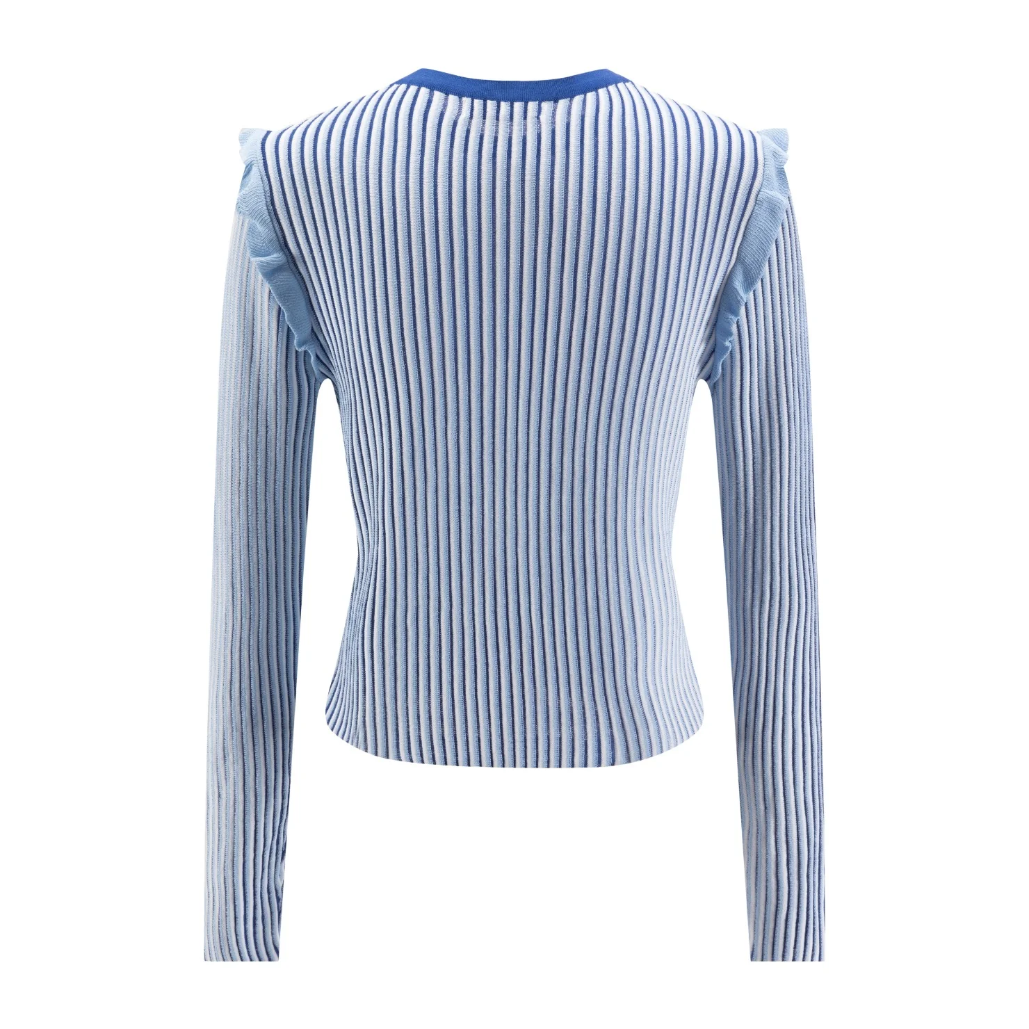 Blue And White Ribbed Knit Sweater - Image 2