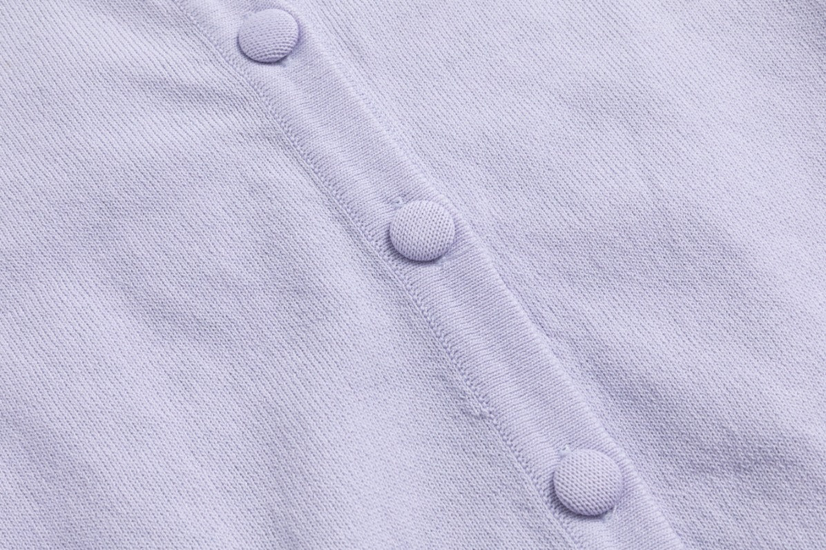 White And Purple Printed Jumper And Purple Knit Overlay - Image 5