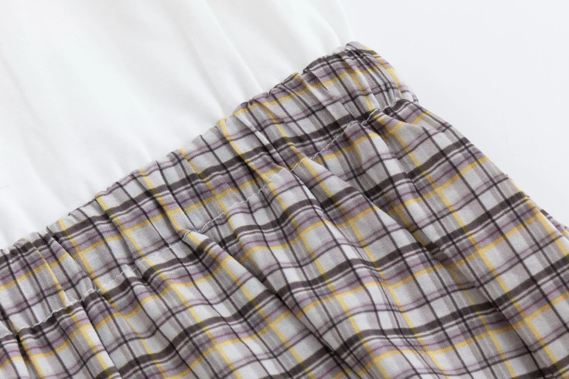 White T-Shirt Top With Brown Checker Bottom - Image 5