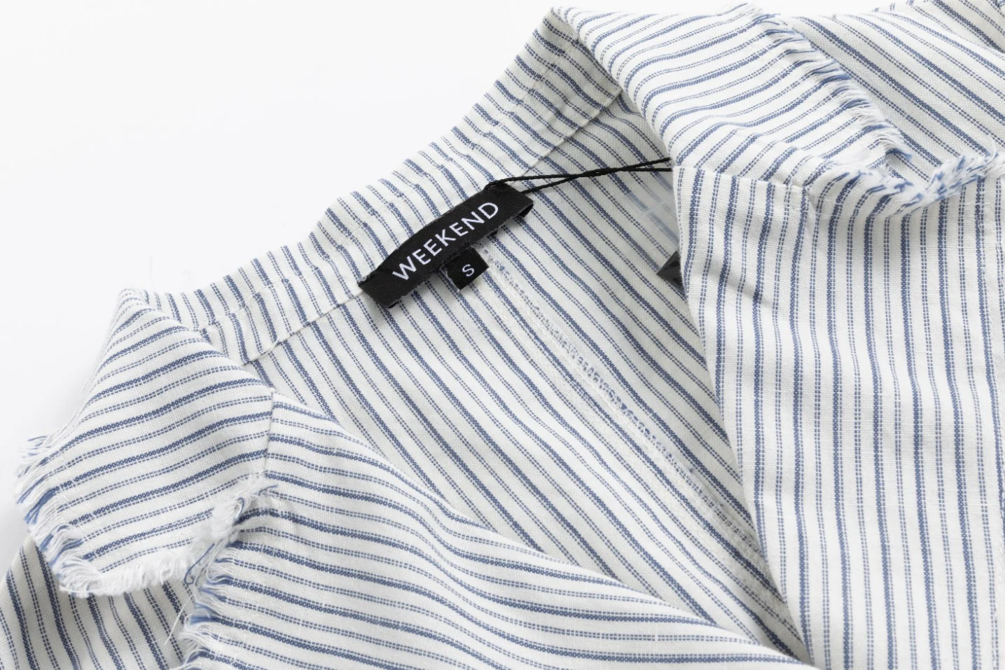 Navy Stripes Fringed Edges Jacket - Image 4