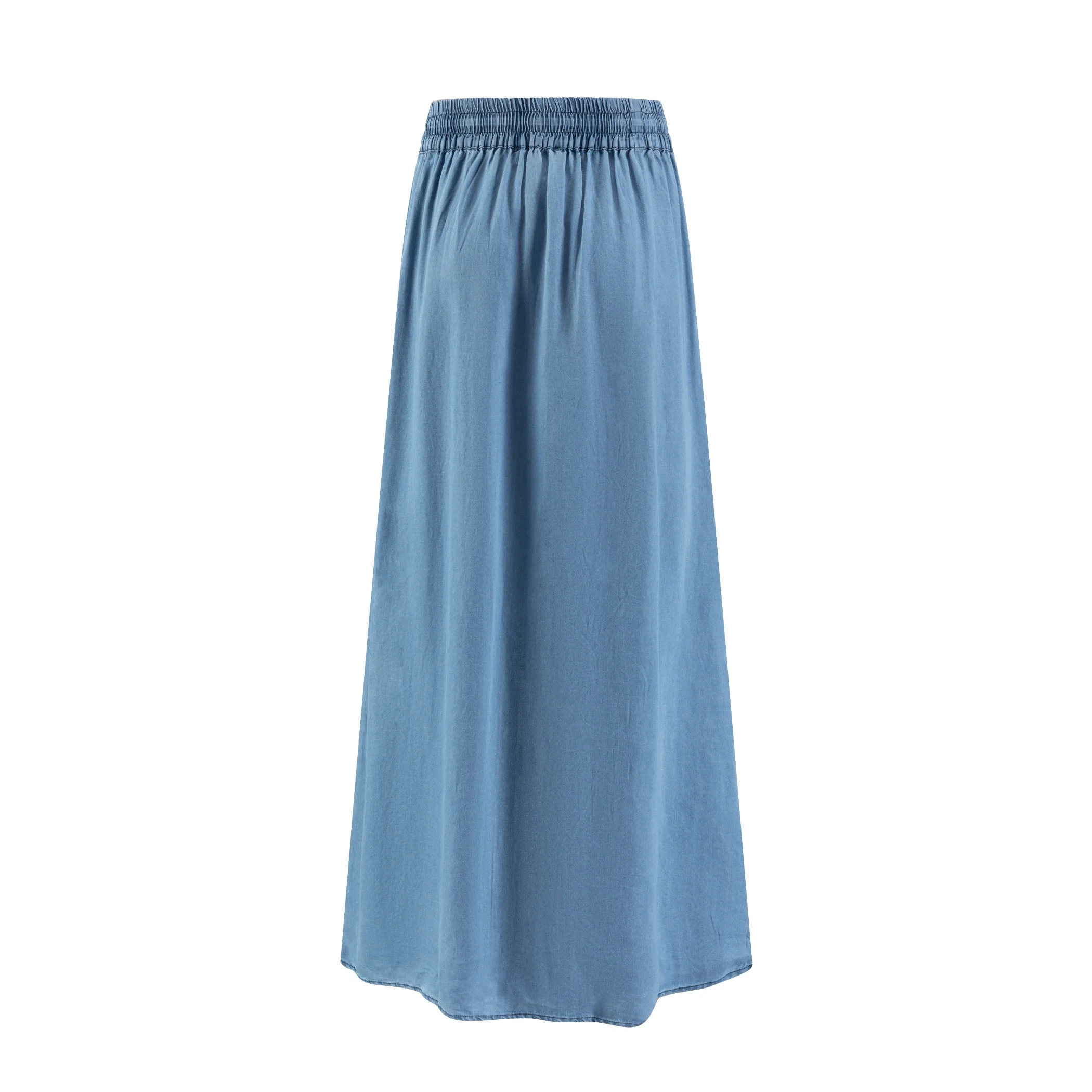 Light Blue Denim Smocking Waist Skirt - Image 3