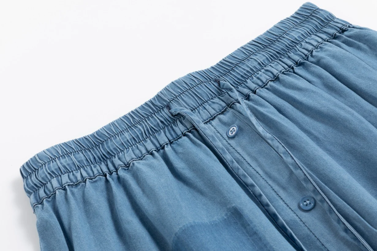 Light Blue Denim Smocking Waist Skirt - Image 4