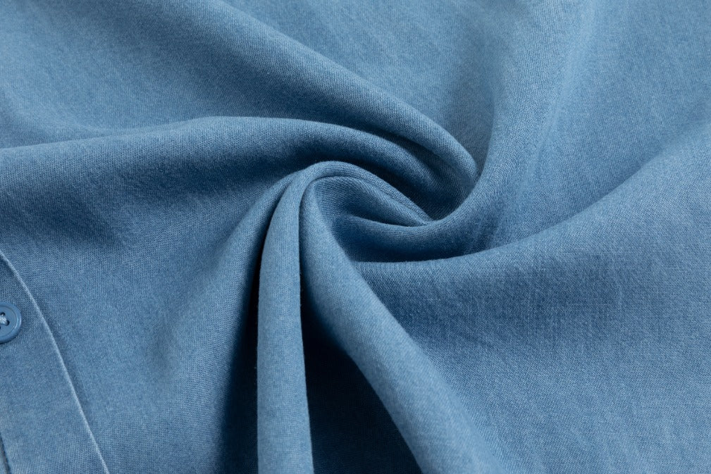 Light Blue Denim Smocking Waist Skirt - Image 7