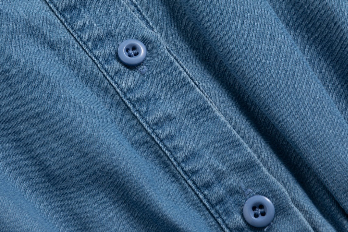 Blue Smocking Waisted Shirt Dress - Image 5