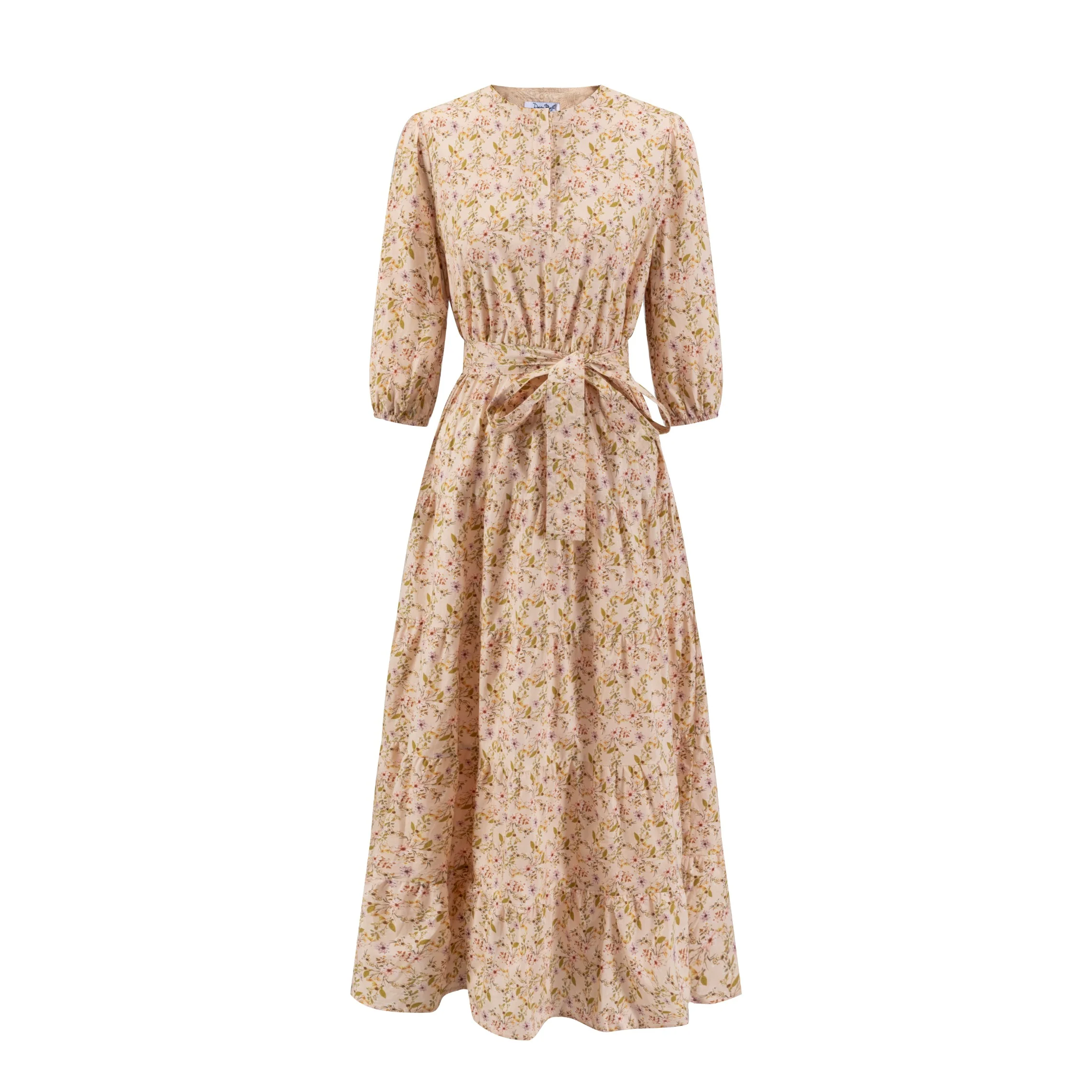Multicolor Floral Printed Tiered Dress - Image 2