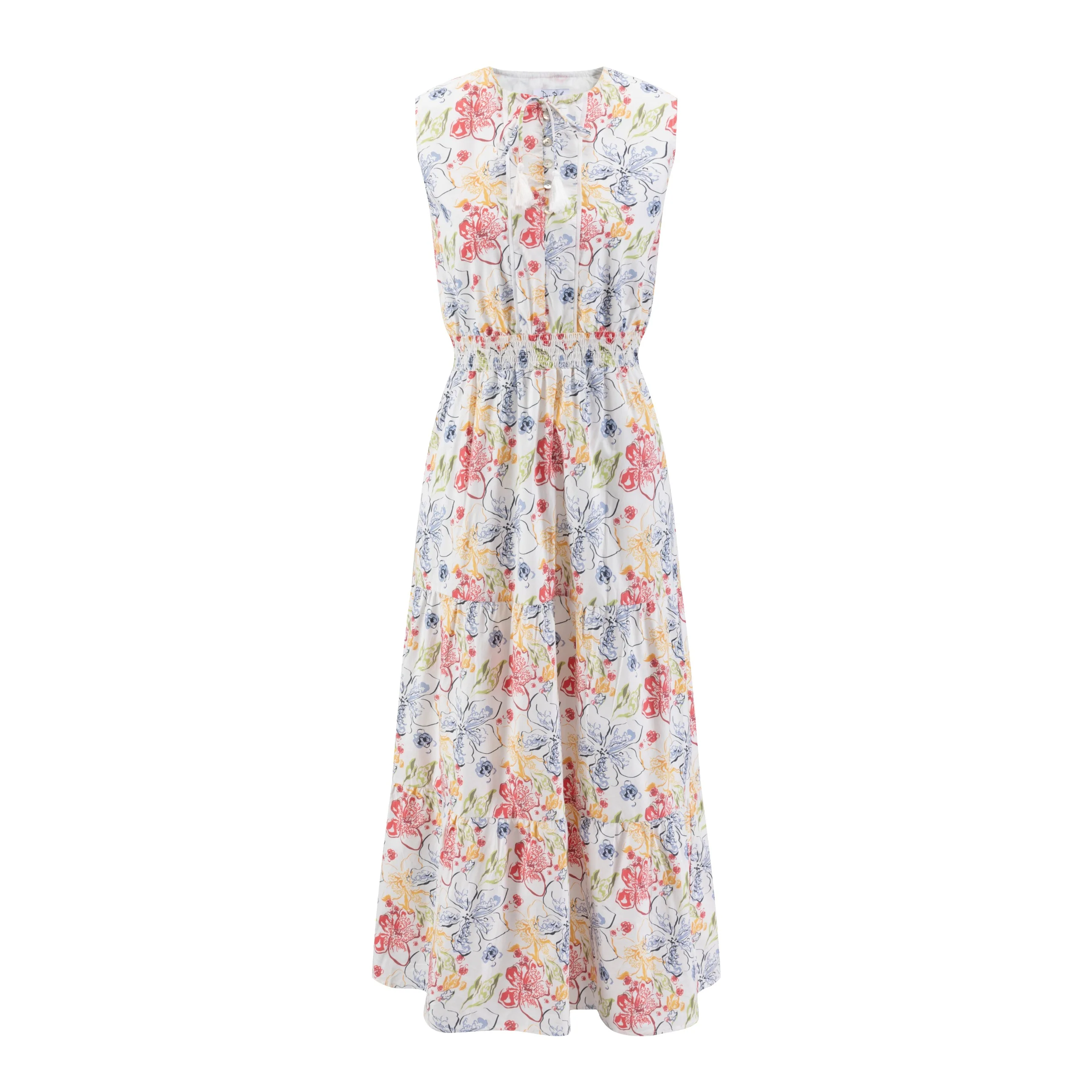 Multiflowered Printed Sleeveless Layer Jumper With Shoulder Ruffle - Image 2