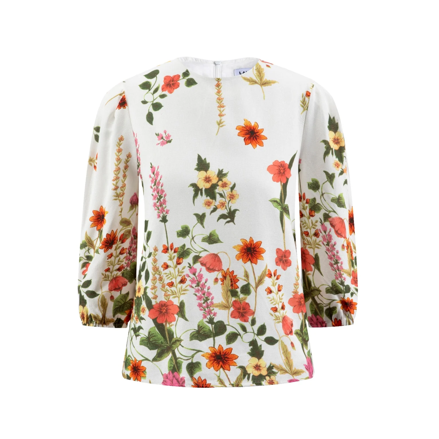 White Multi Printed Top With Elastic Cuff - Image 2