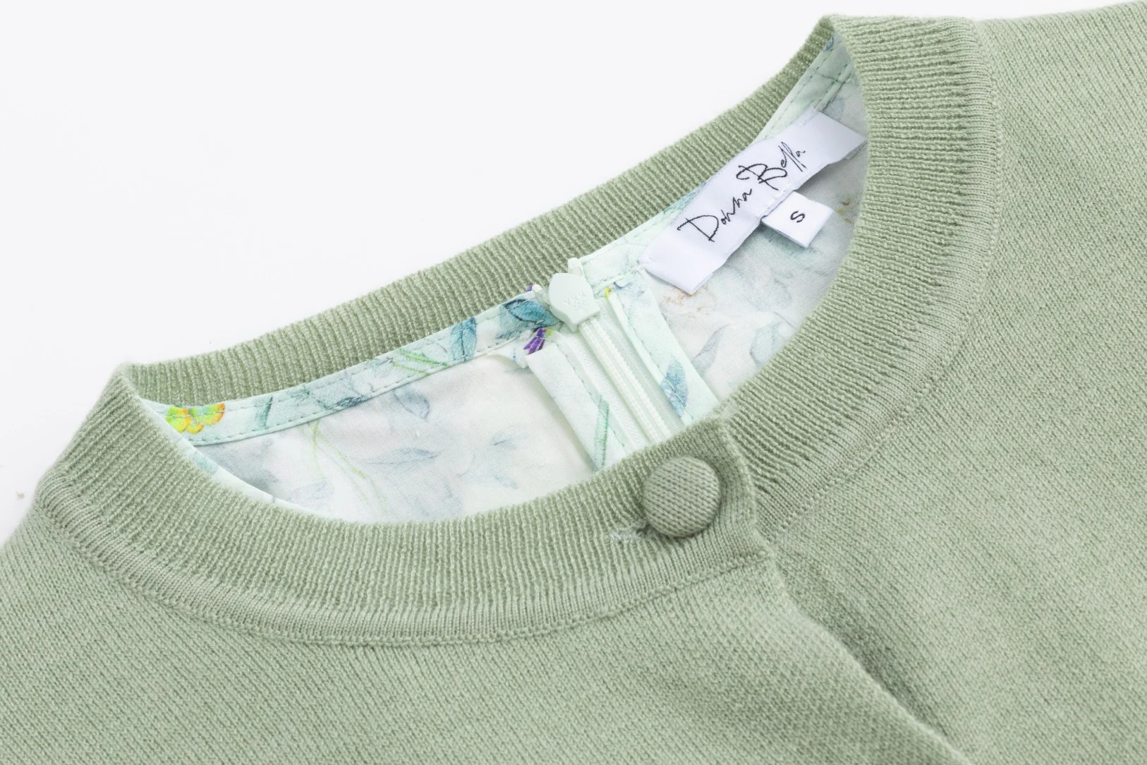 Green And Blue Bird Printed Jumper With Green Knit Cardigan - Image 4