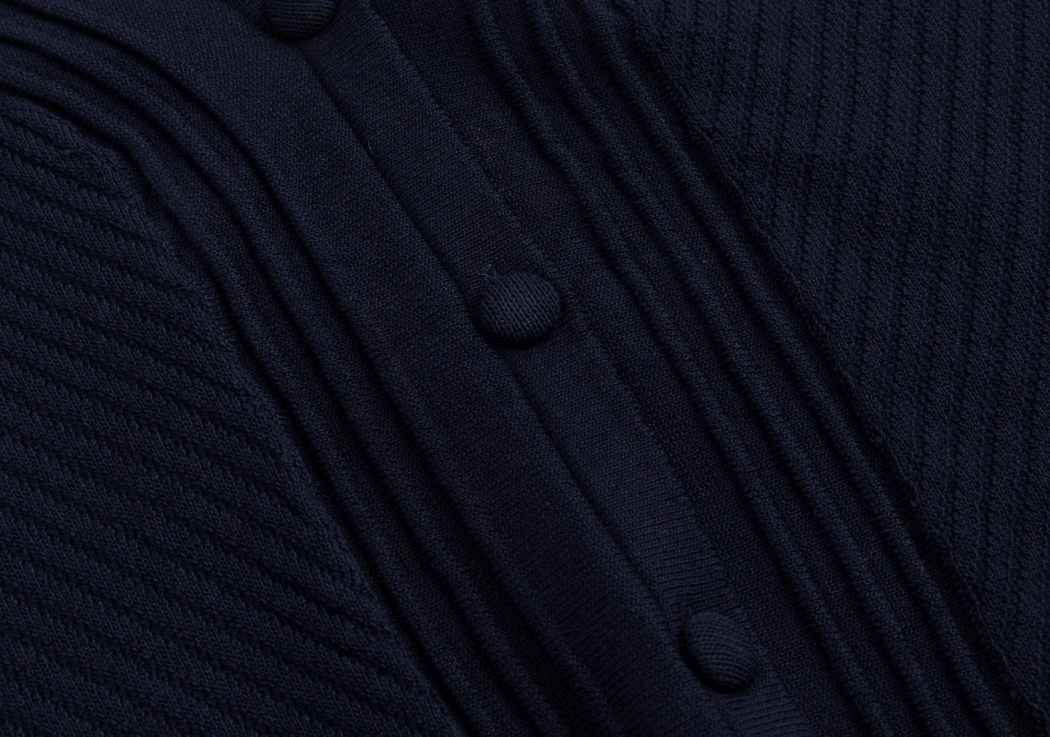 Navy Crochet Detail Knit Cardigan - Image 5