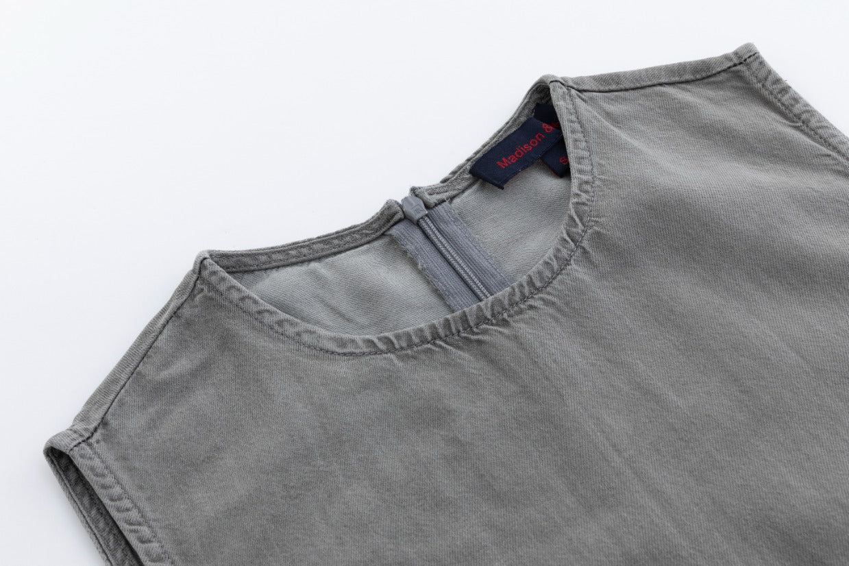 Grey Wash Denim Jumper With Overlay Top - Image 4