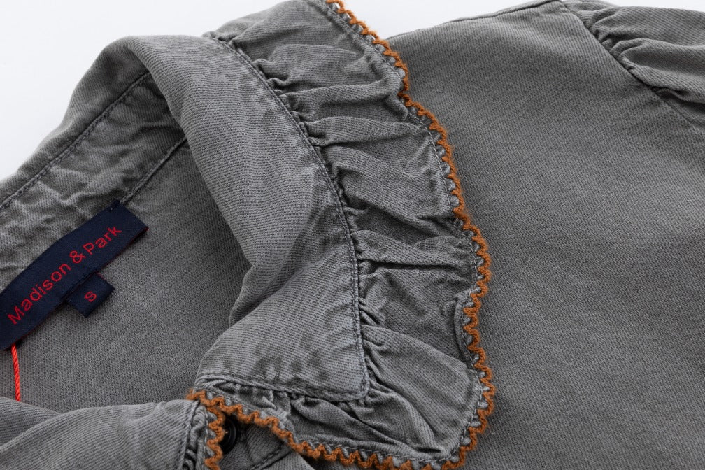 Grey Wash Denim Jumper With Overlay Top - Image 7