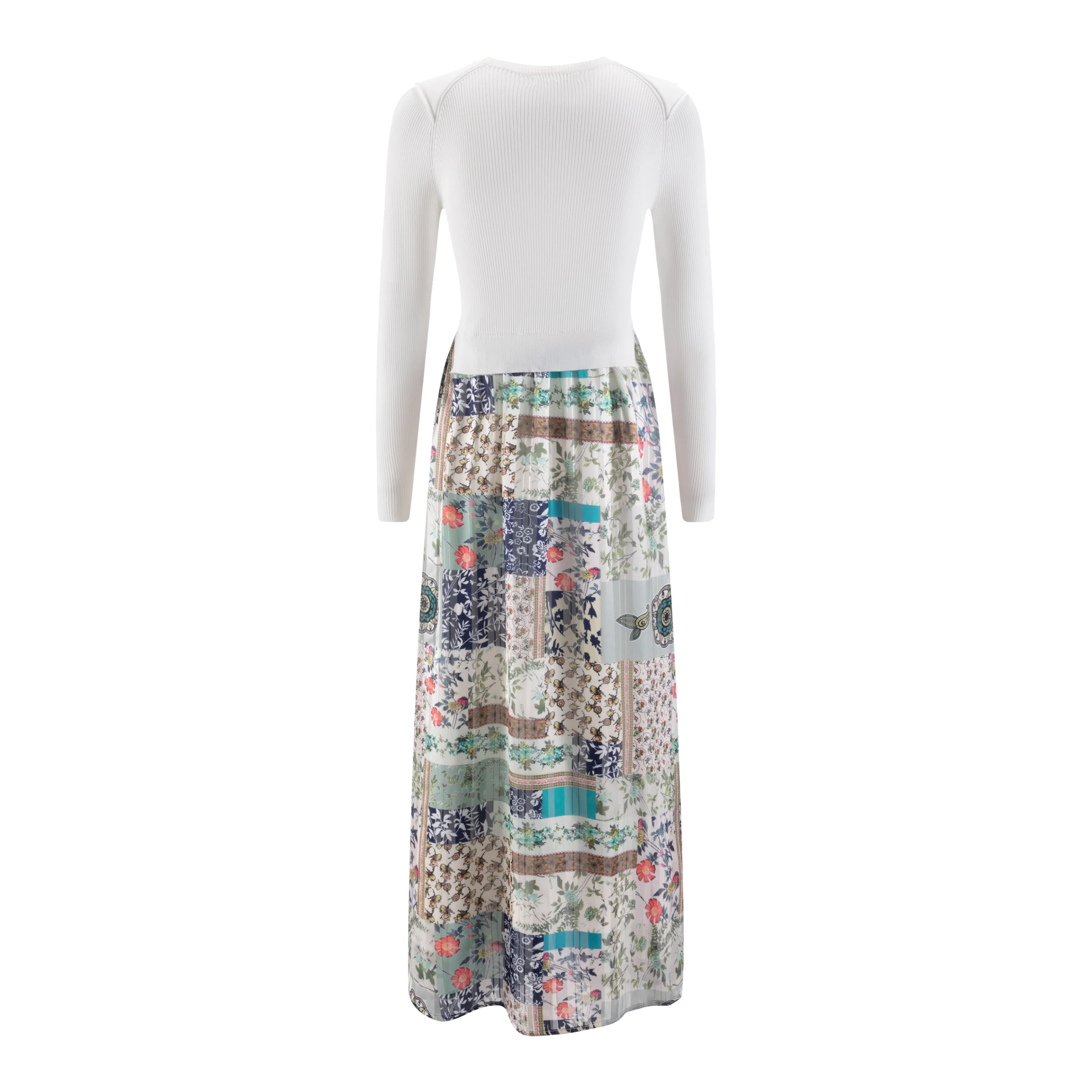 Abstract Floral Printed Jumper With White Knit Top - Image 3