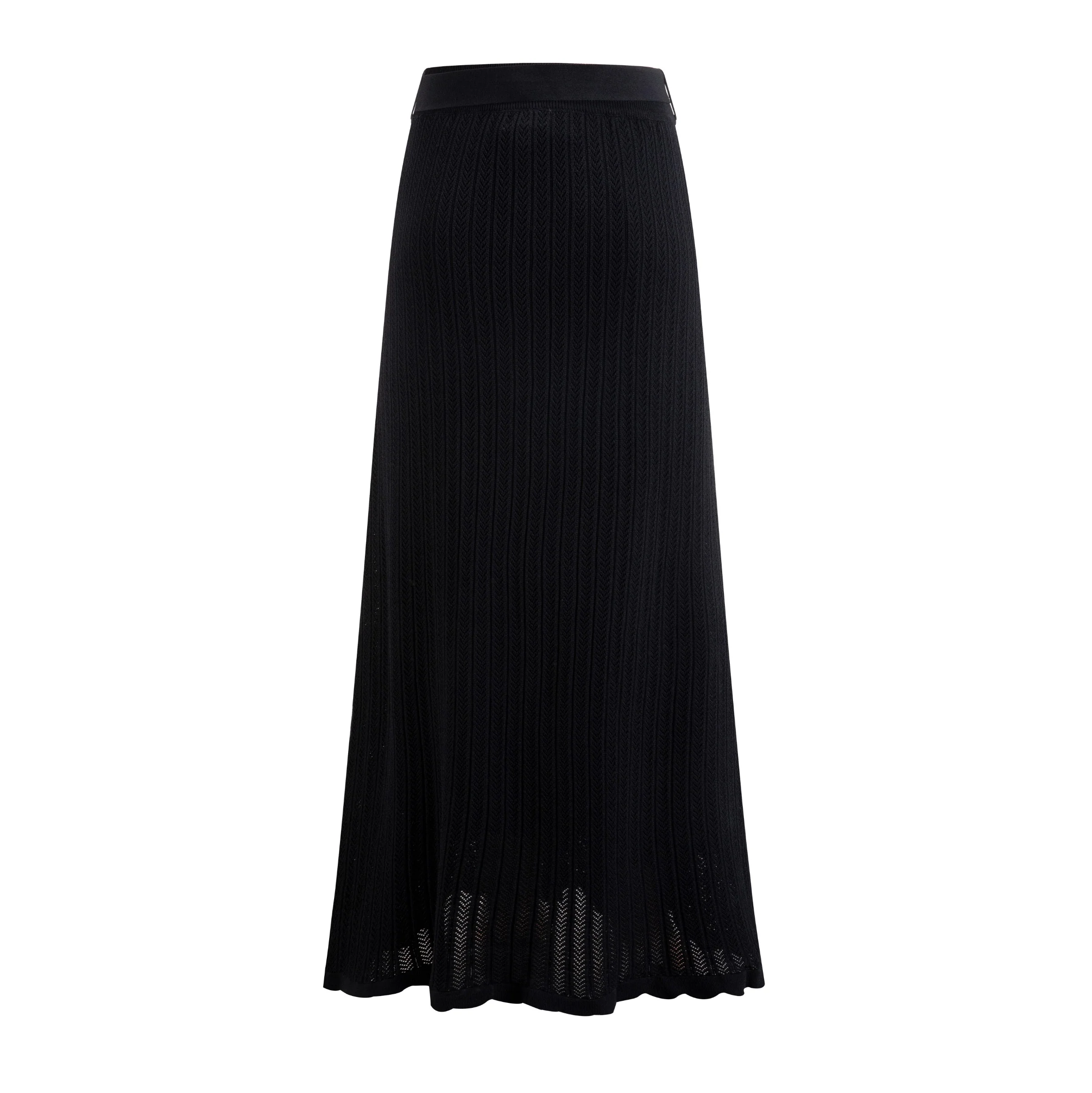 Black Knit Scalloped Skirt - Image 3