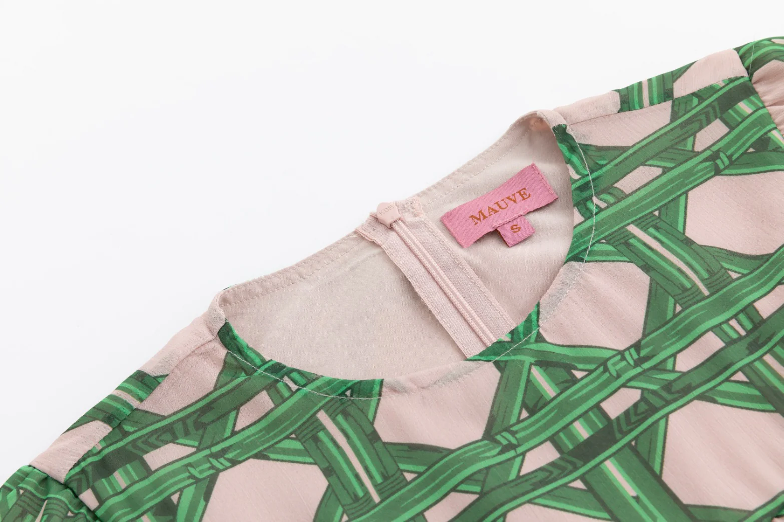 Pink/Green Geometry Printed Pleated Bottom Dress - Image 5