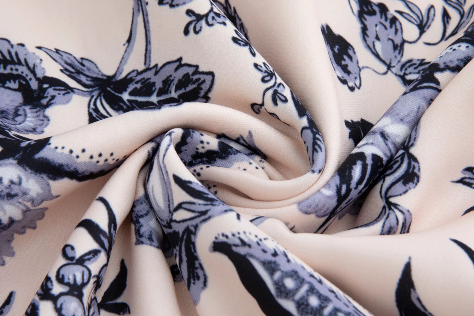 Cream And Blue Floral Silk Skirt - Image 5