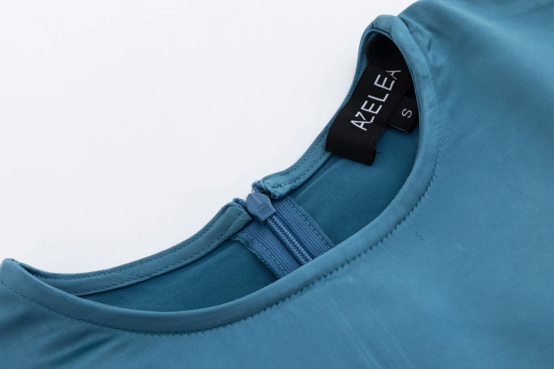 Solid Blue Satin Dress - Image 5