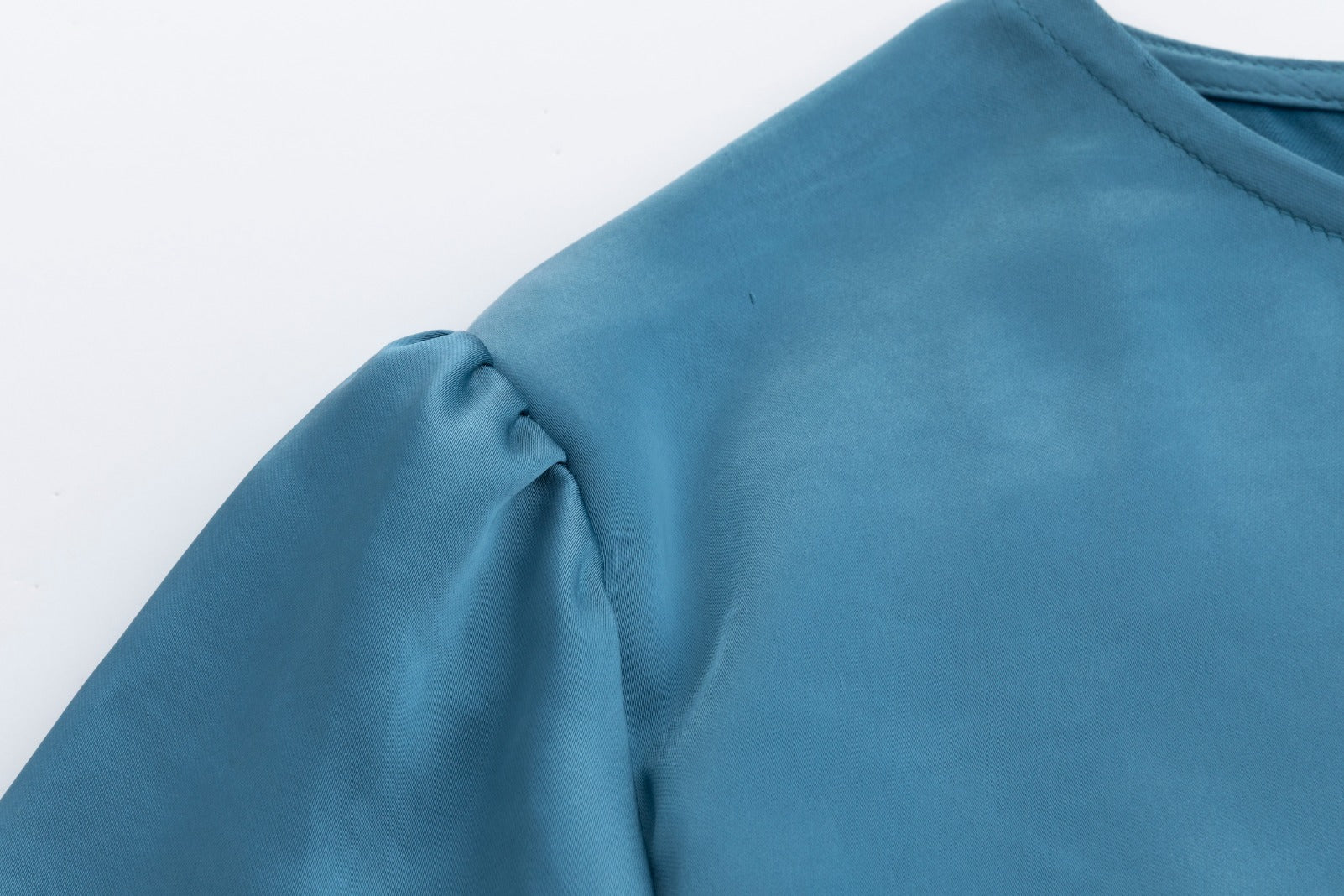 Solid Blue Satin Dress - Image 6