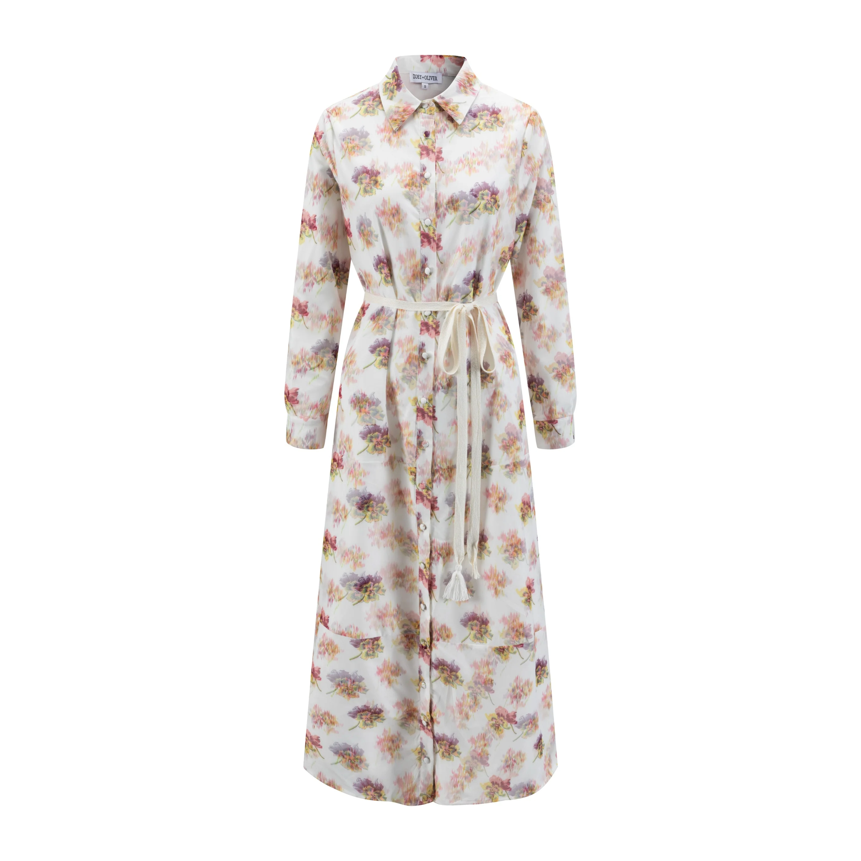 Multiflowered Printed Shirt Layer Mesh Dress - Image 2