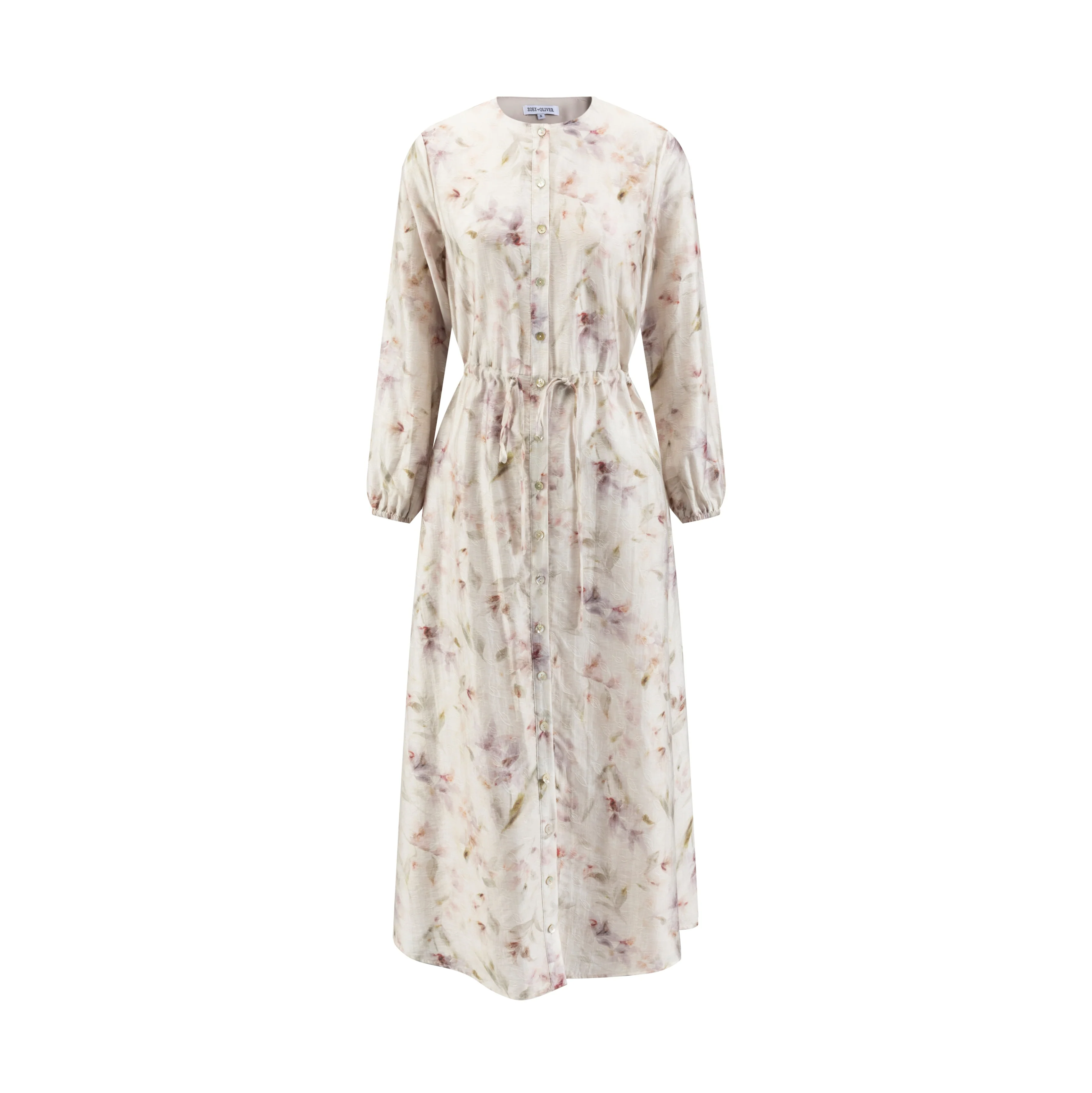 Purple Flower Printed Drawstring Dress - Image 2