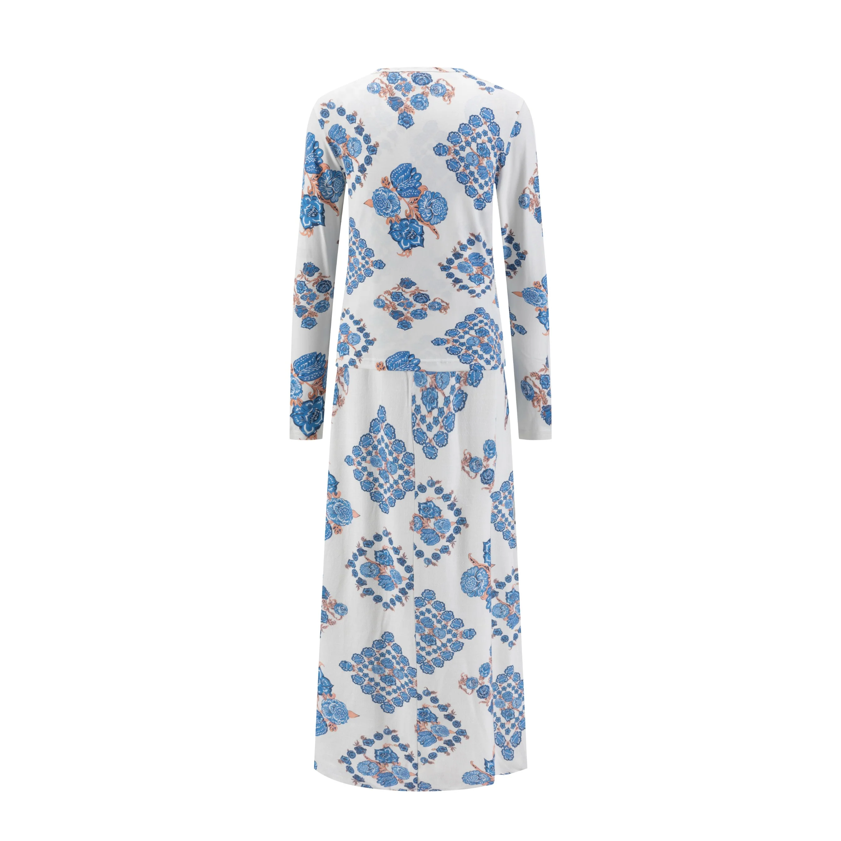 Beige Dress With Blue And Orange Print - Image 3
