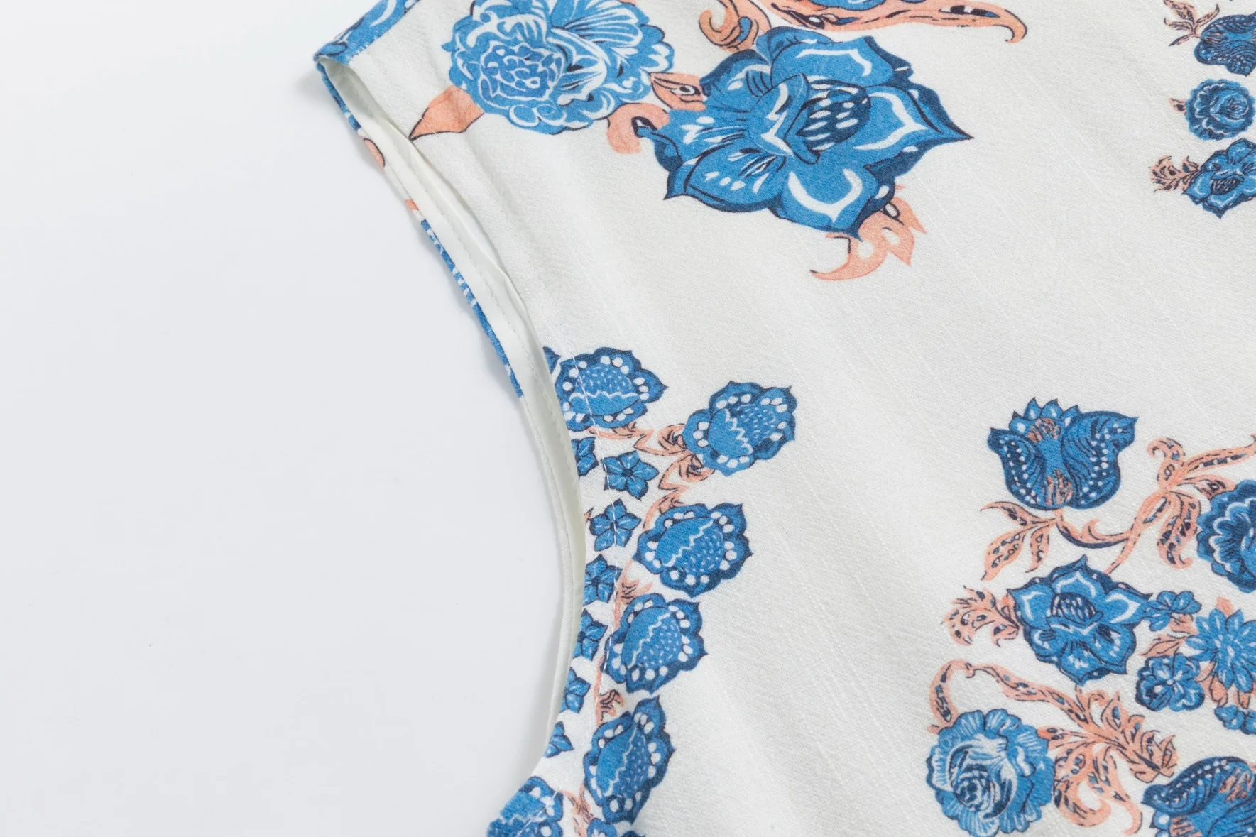 Beige Dress With Blue And Orange Print - Image 5