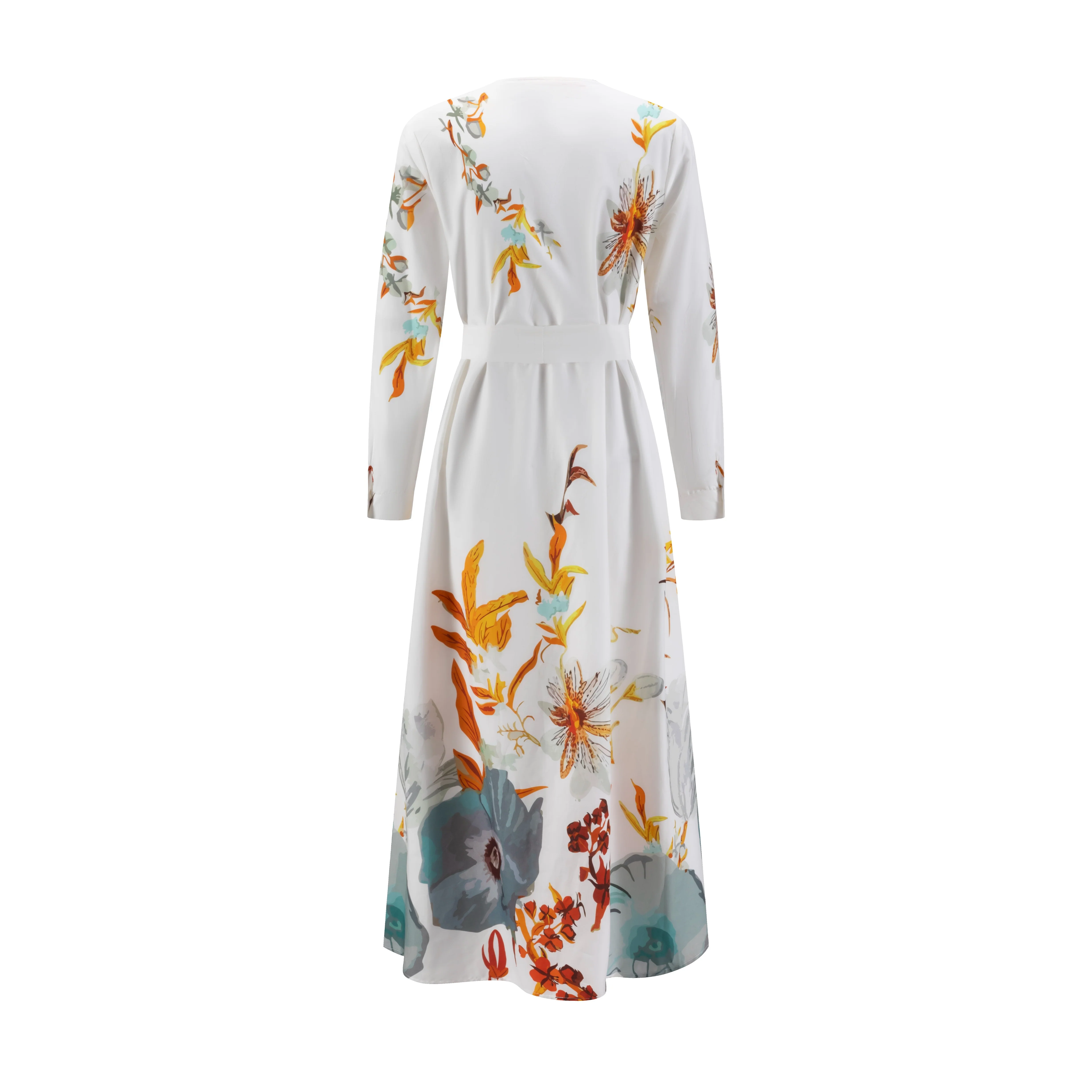 White Base Multiflowered Printed Dress - Image 3