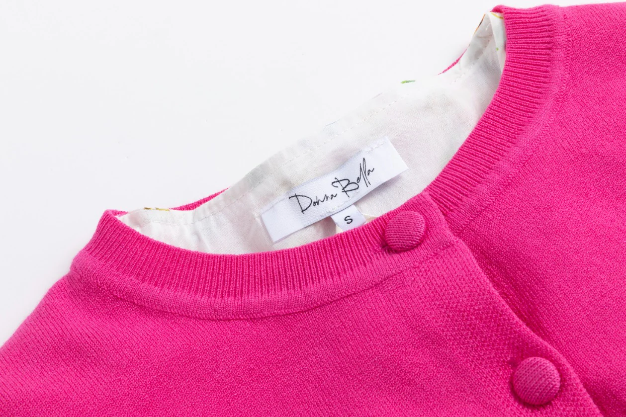 Floral Printed Dress With Pink Cardigan Overlay - Image 6