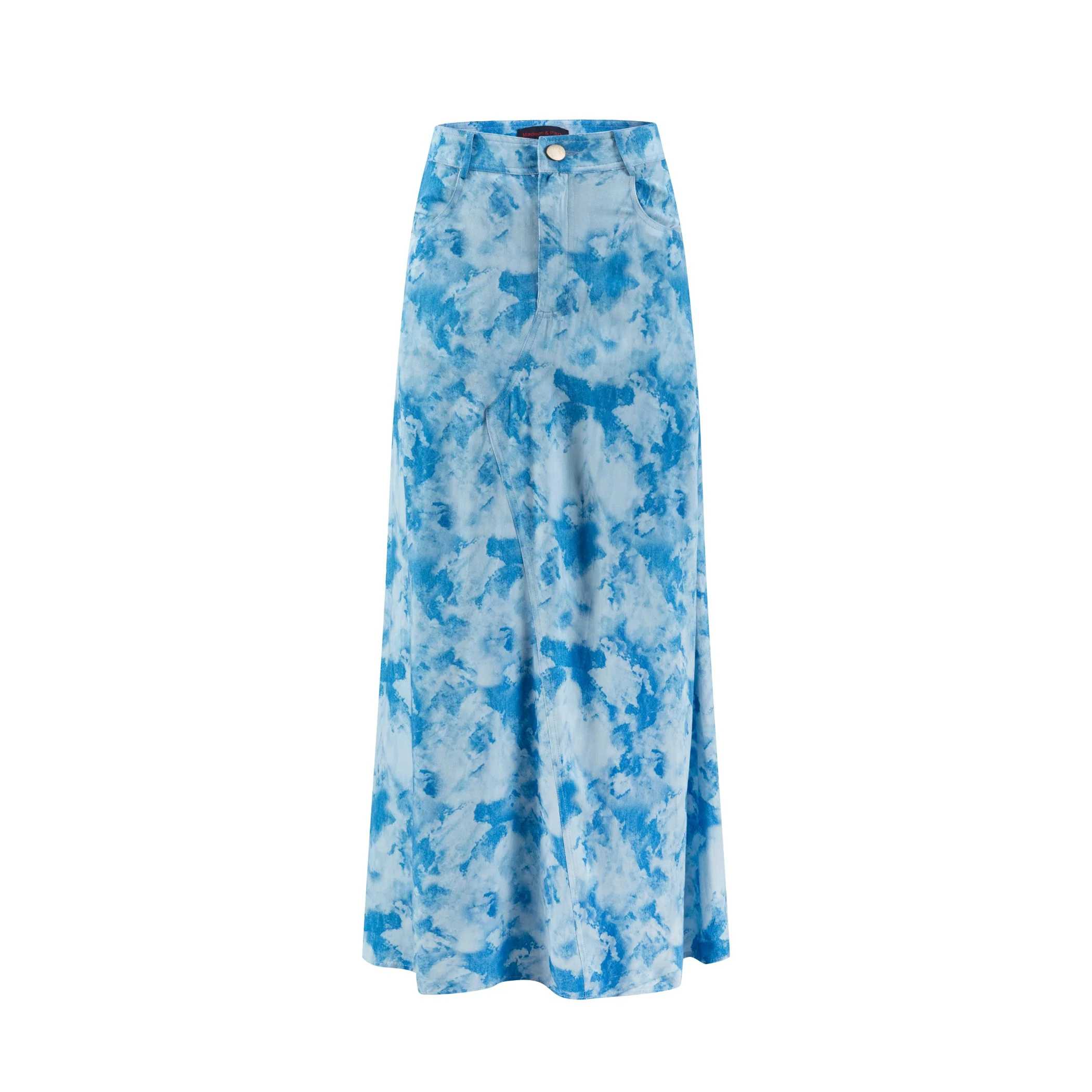 Blue Tie Dye Short Placket Skirt - Image 2