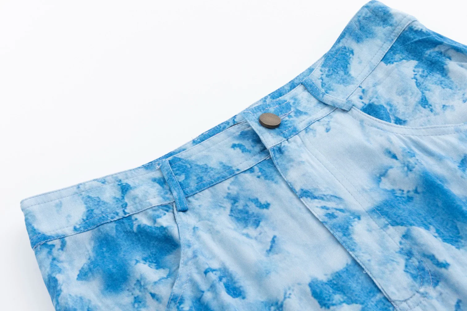 Blue Tie Dye Short Placket Skirt - Image 4