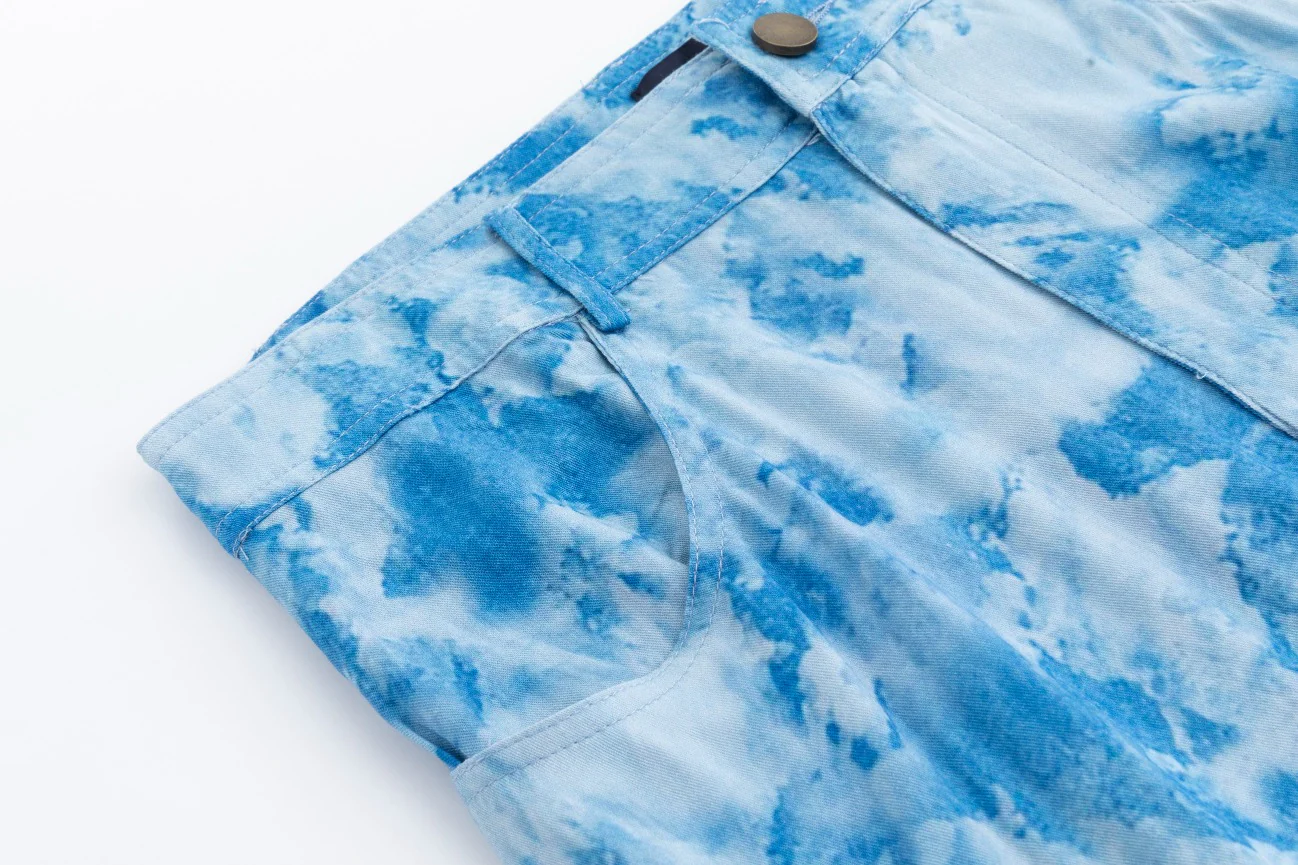 Blue Tie Dye Short Placket Skirt - Image 5