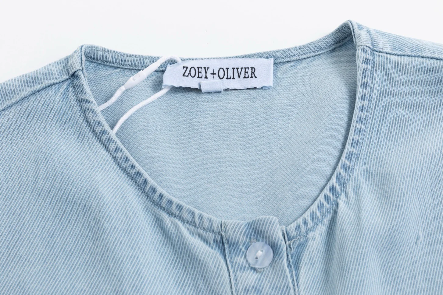 Light Blue Denim Shirt Dress With White Drawstring - Image 7