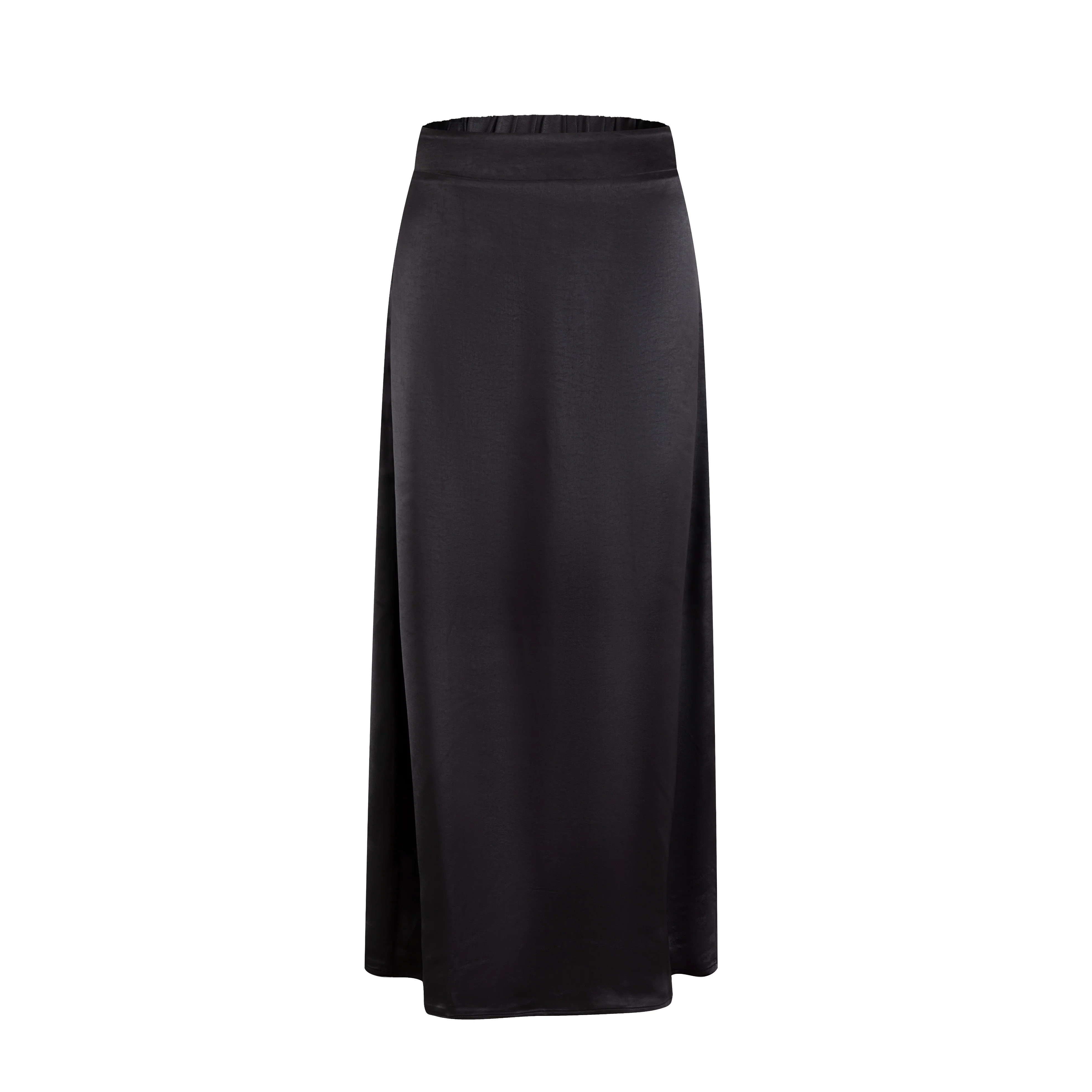 Solid Black Satin Skirt - Image 2