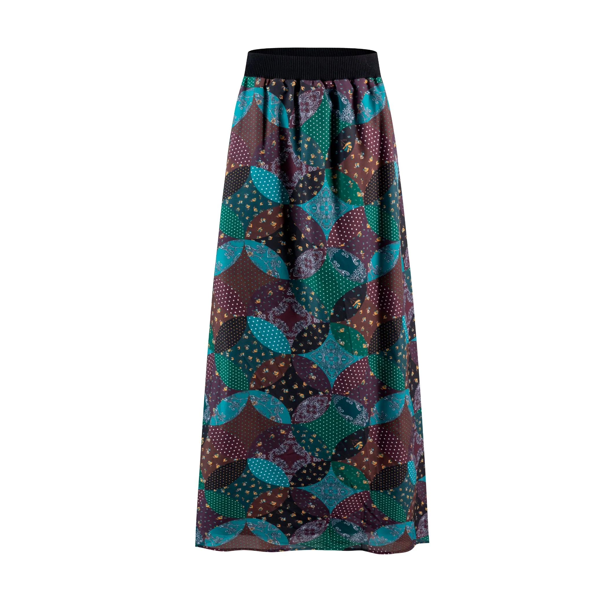 Green and Burgundy Printed Skirt - Image 2