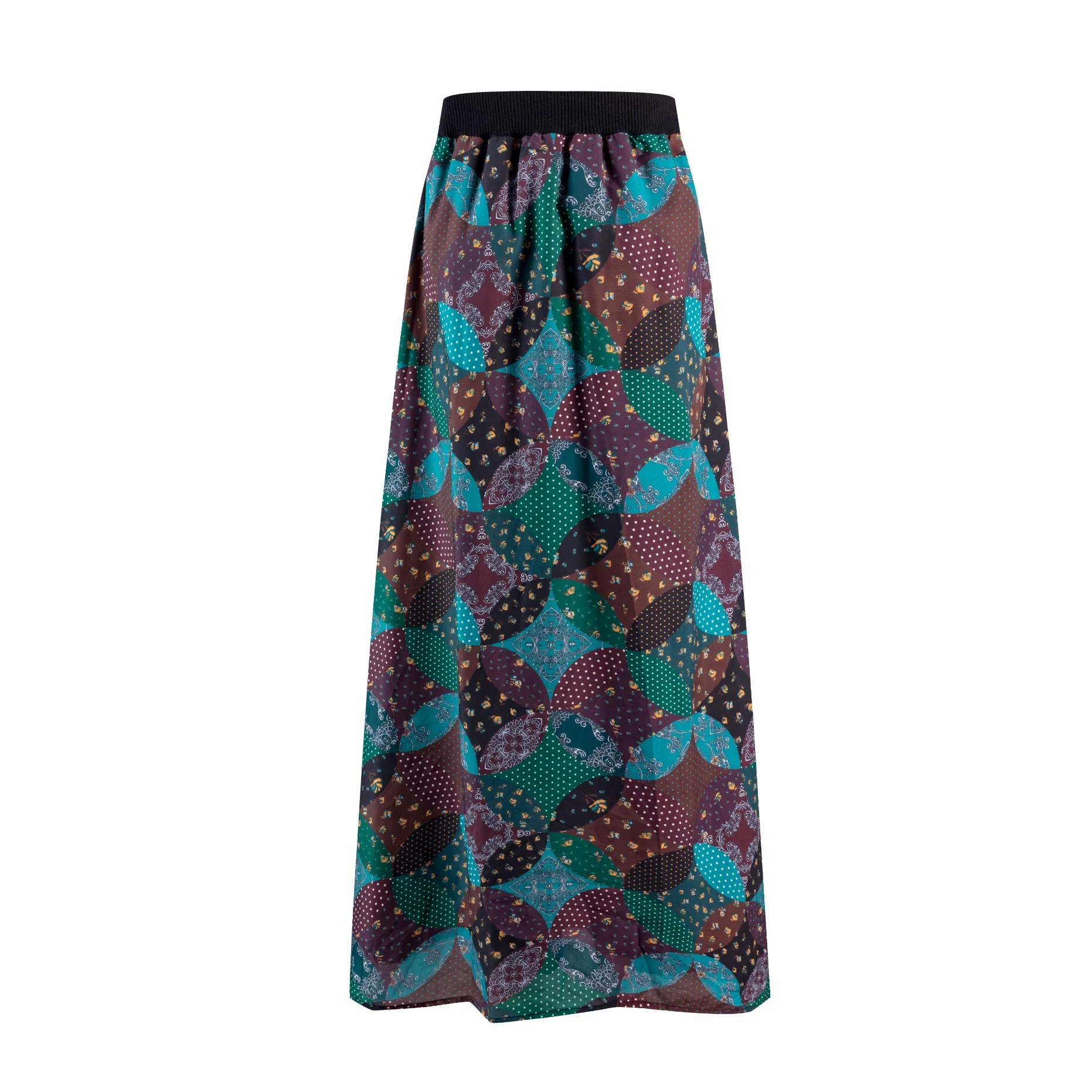 Green and Burgundy Printed Skirt - Image 3