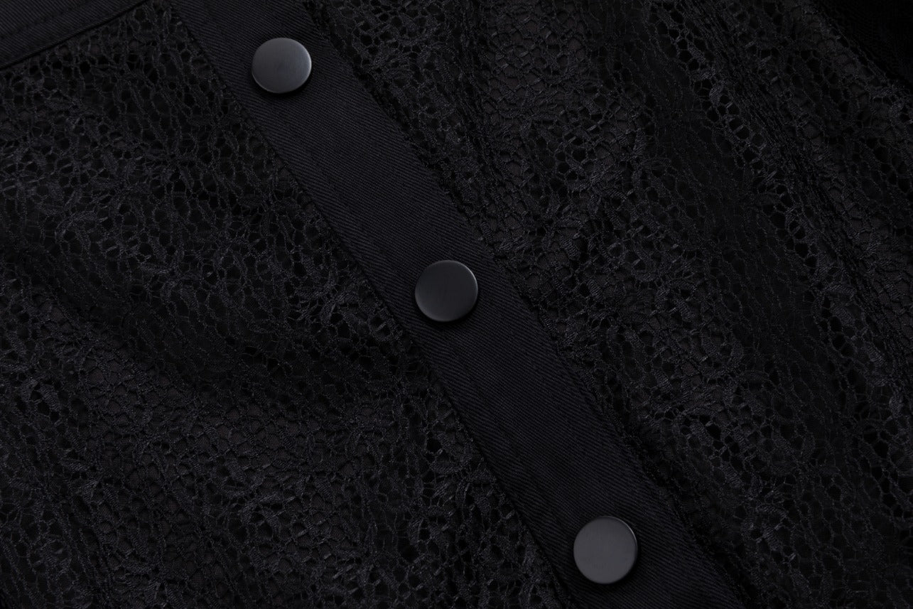 Two Kind Black Lace Connect Placket Top - Image 7