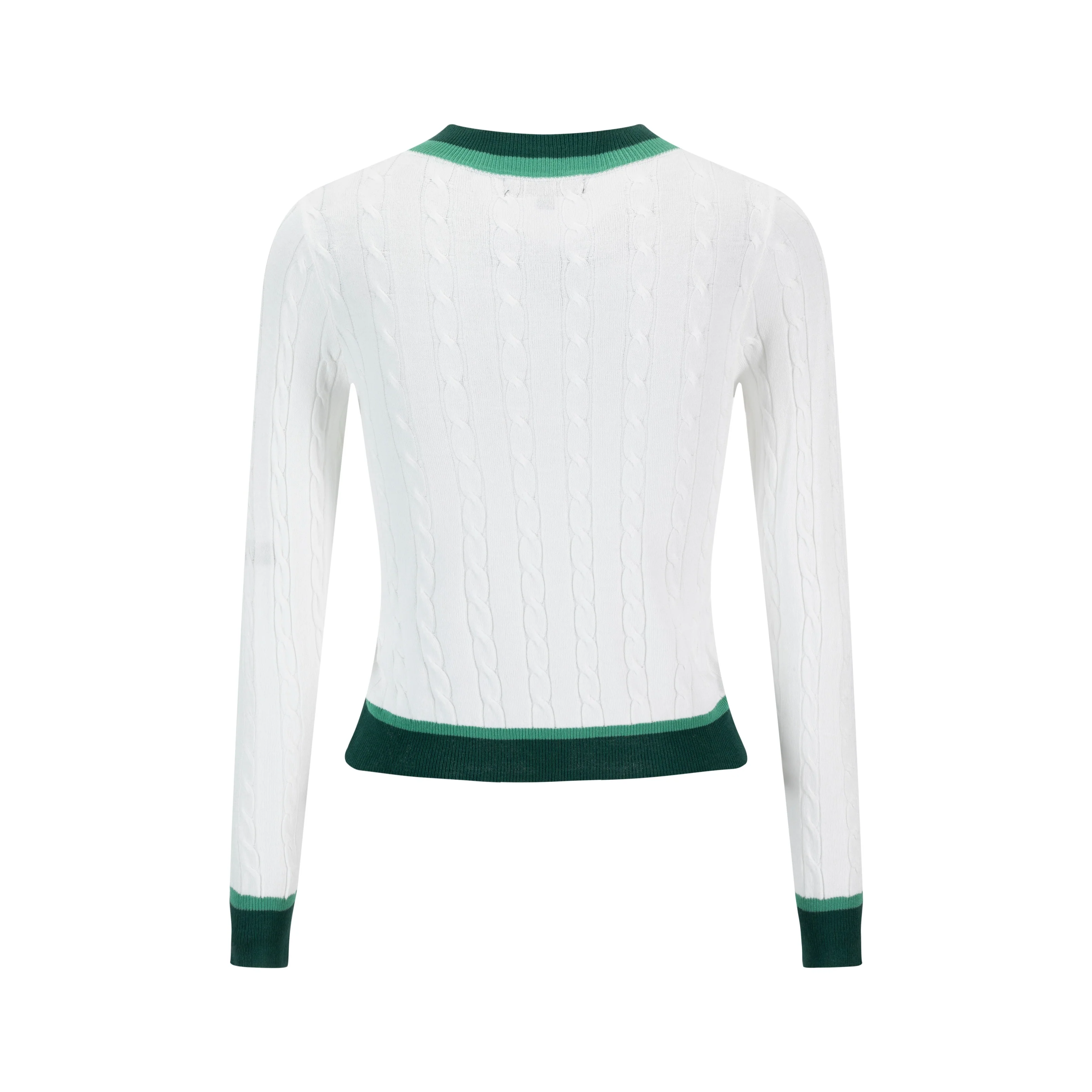White And Green Cable Knit Top - Image 3