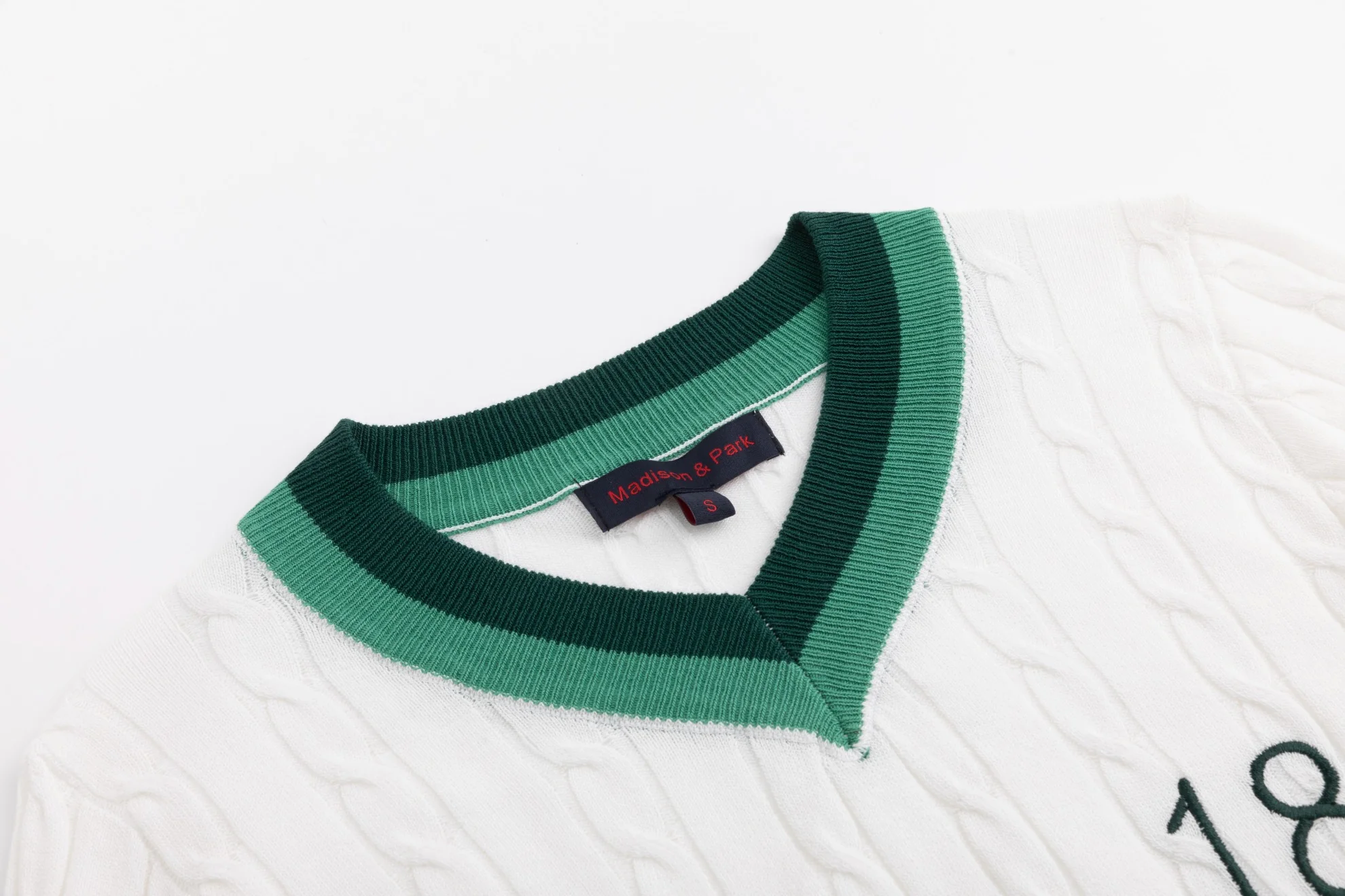 White And Green Cable Knit Top - Image 6