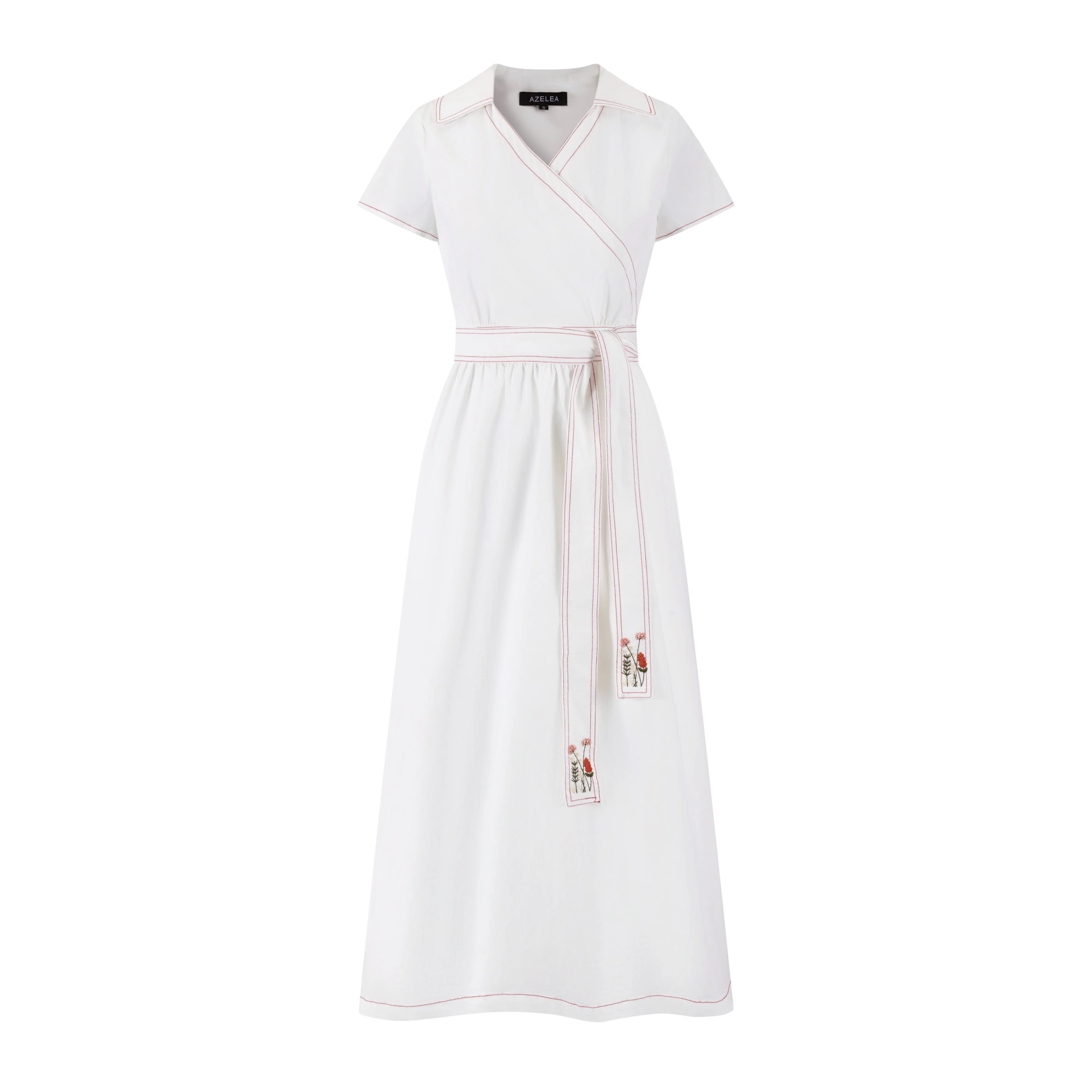 Cotton Jumper with Embroidered Belt - White - Image 2