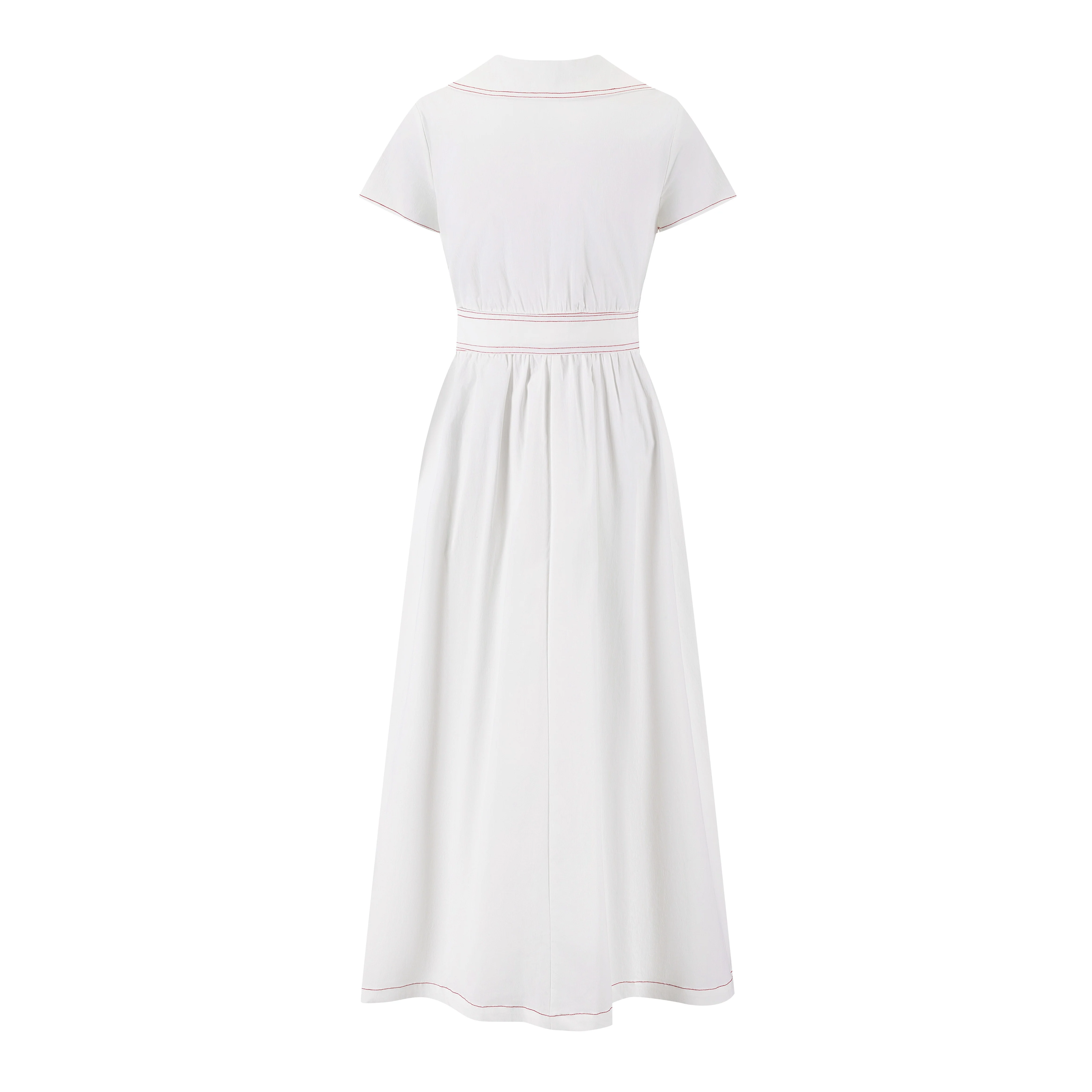 Cotton Jumper with Embroidered Belt - White - Image 3