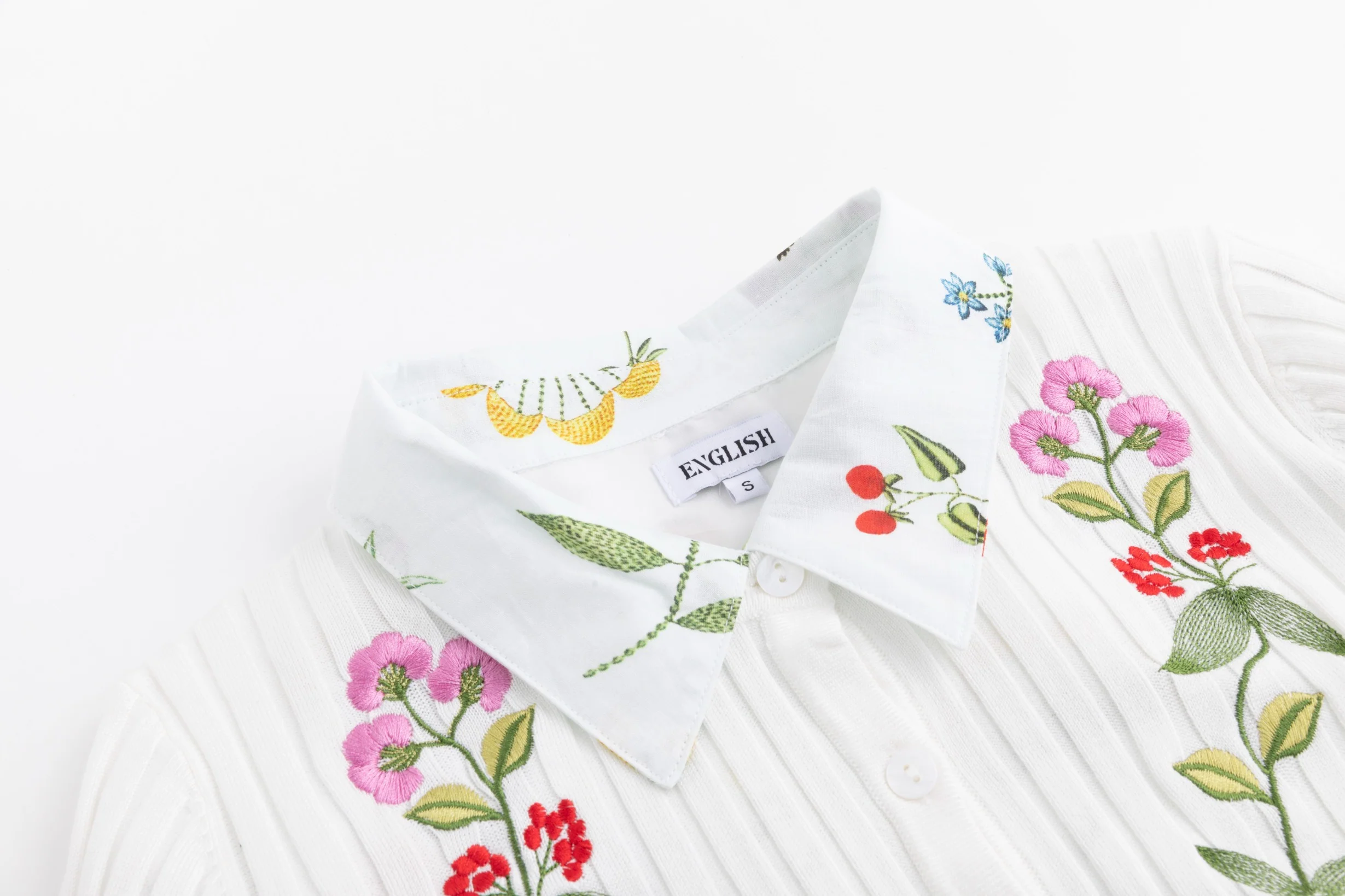 White Floral Dress With White Embroidered Cardigan - Image 4