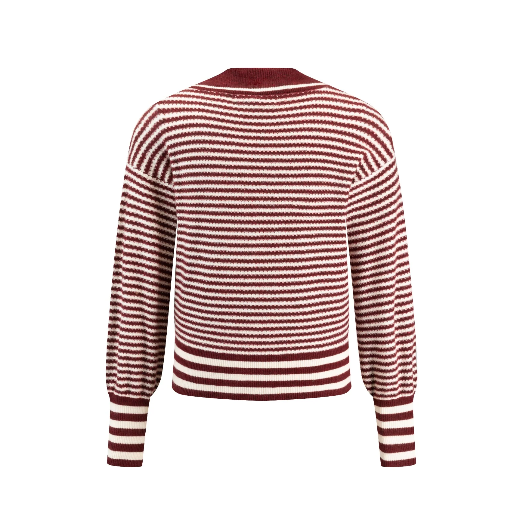 Wine And White Chunky Knit Cardigan - Image 3
