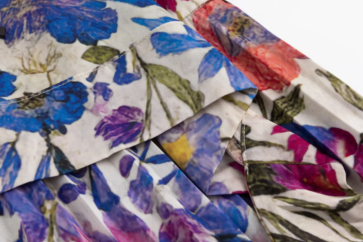 Wrap Pleated Dress - Multi Colored - Image 7