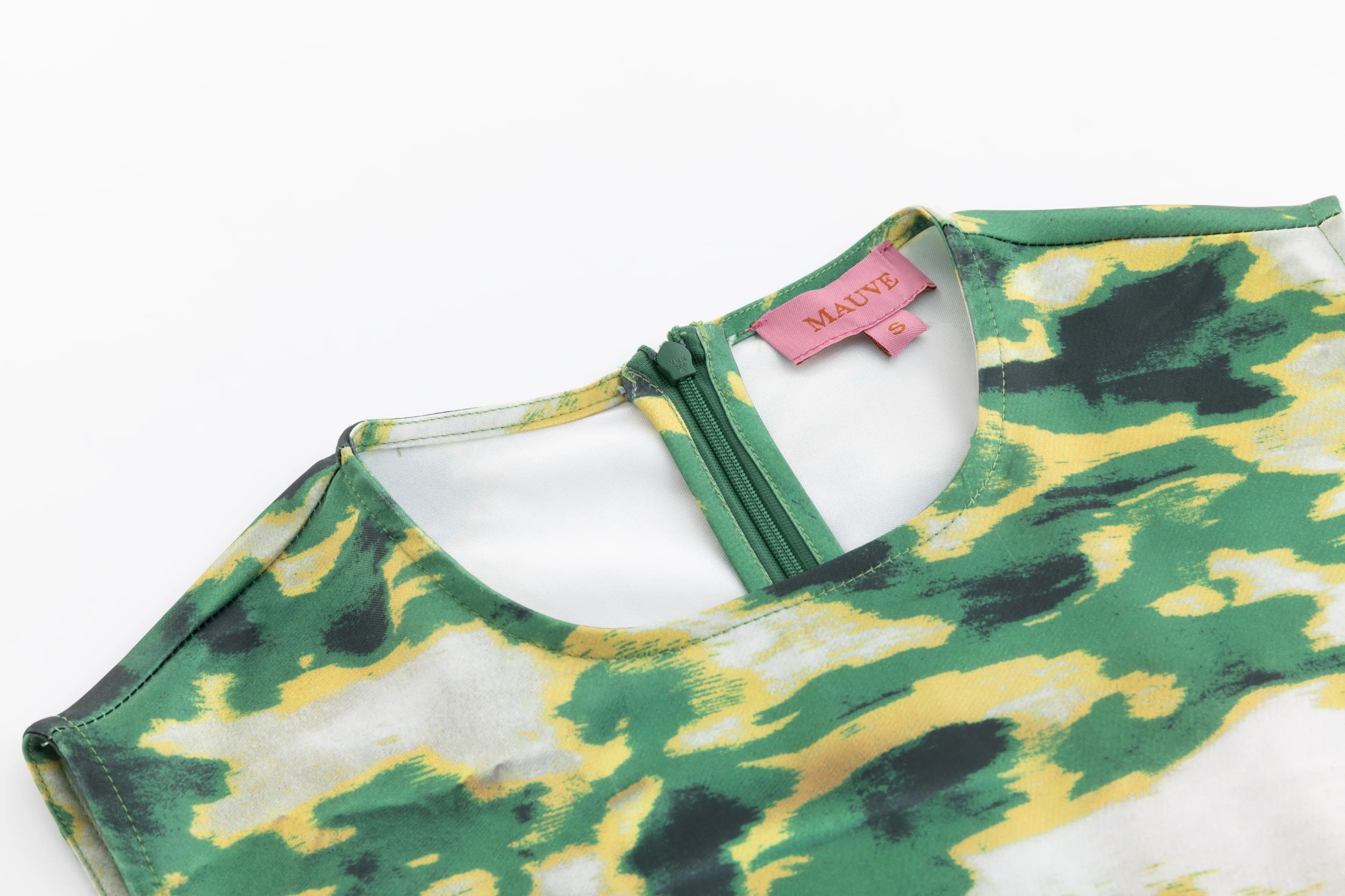 Green And Blue Satin Camo Dress - Image 5