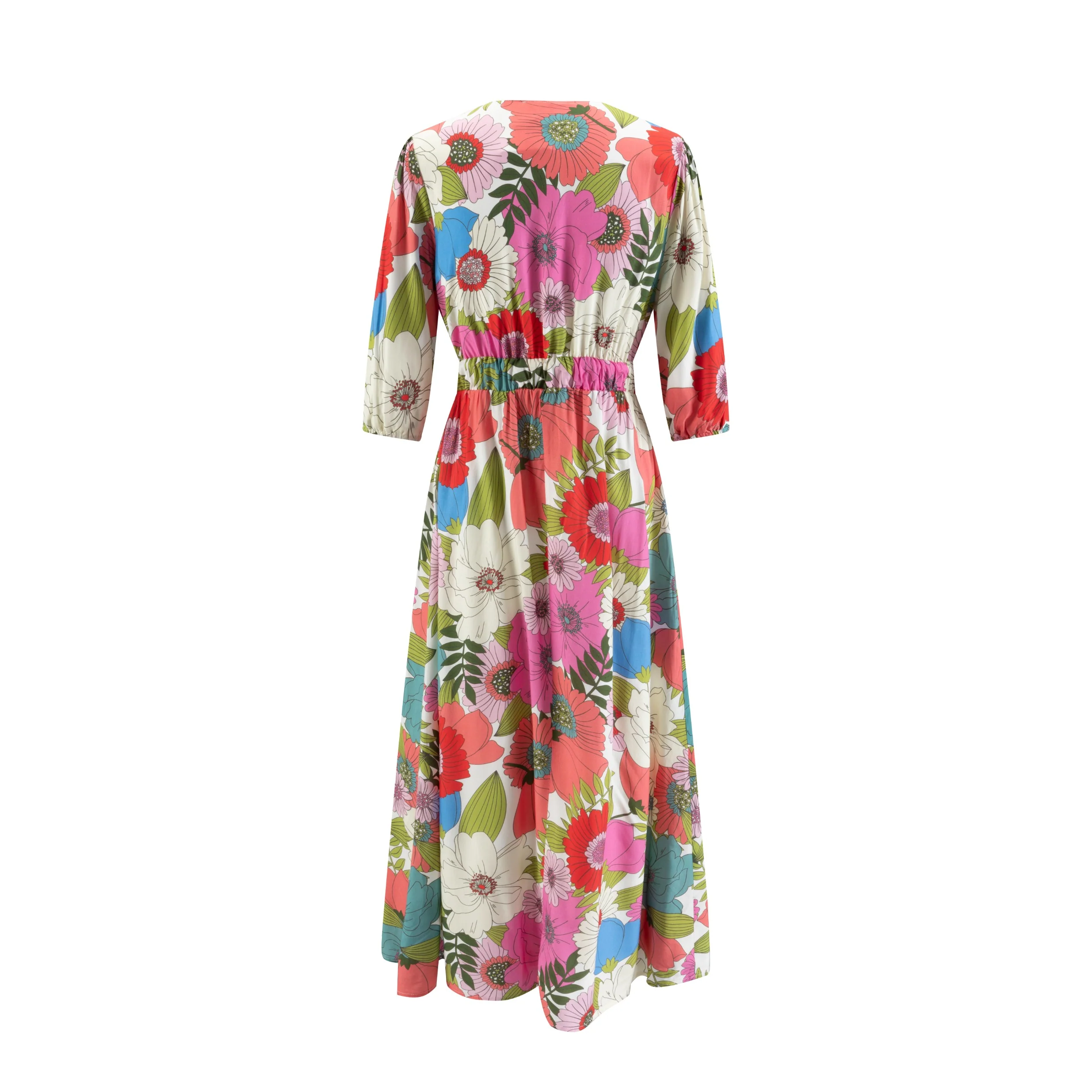 Multiflowered Printed Scrunch Waisted Dress - Image 3