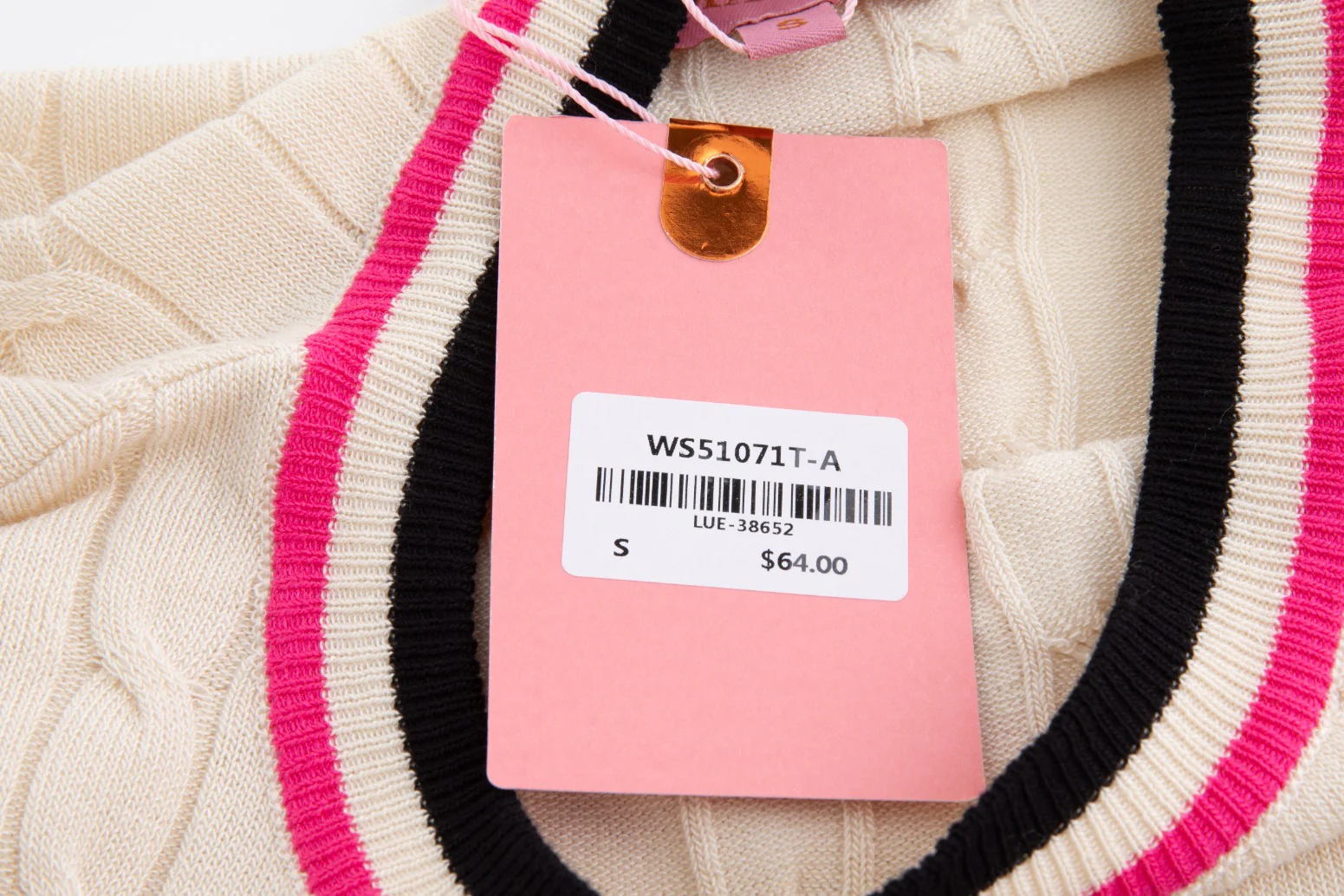 Beige Pink And Black Cable Knit Top - Image 4