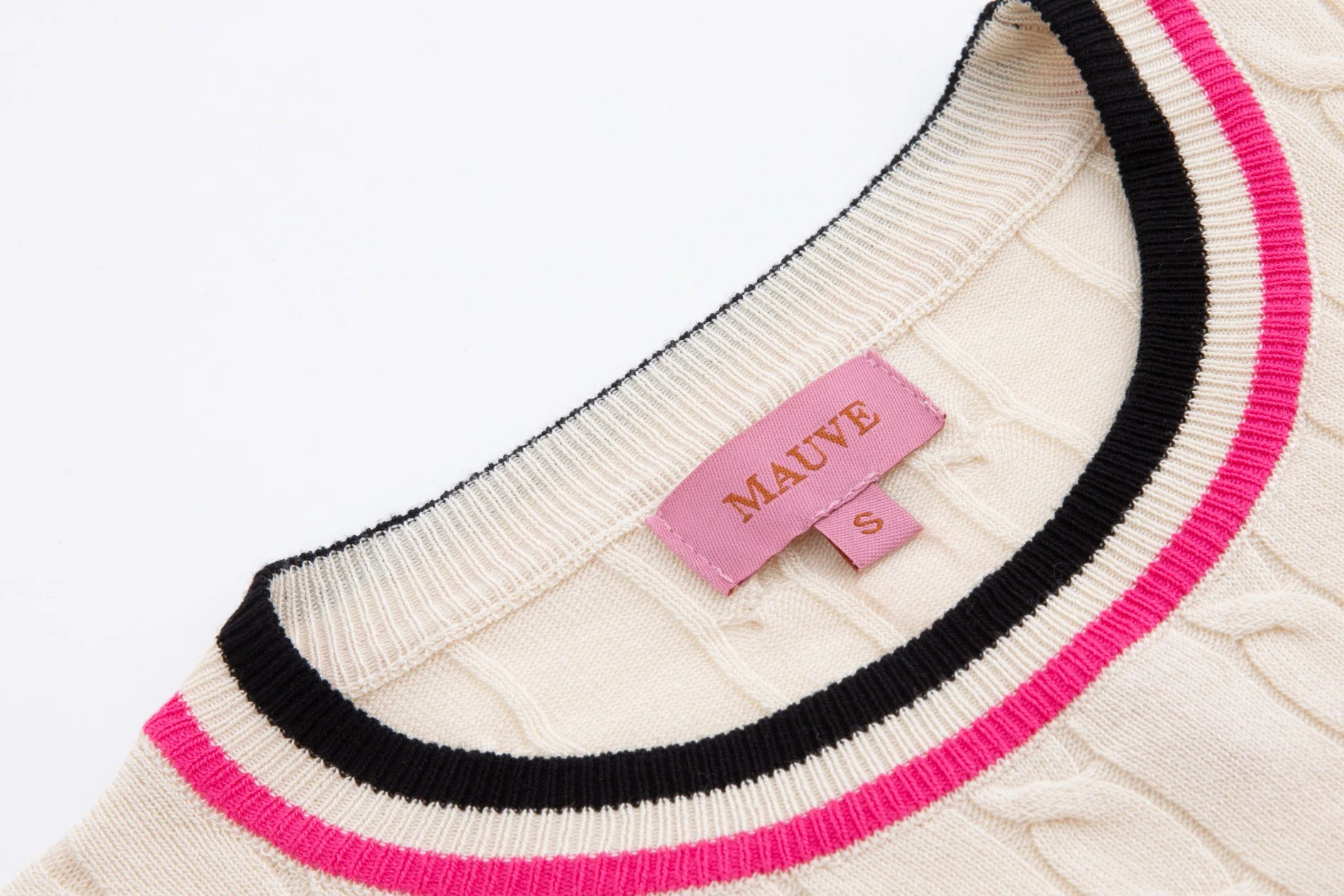 Beige Pink And Black Cable Knit Top - Image 5