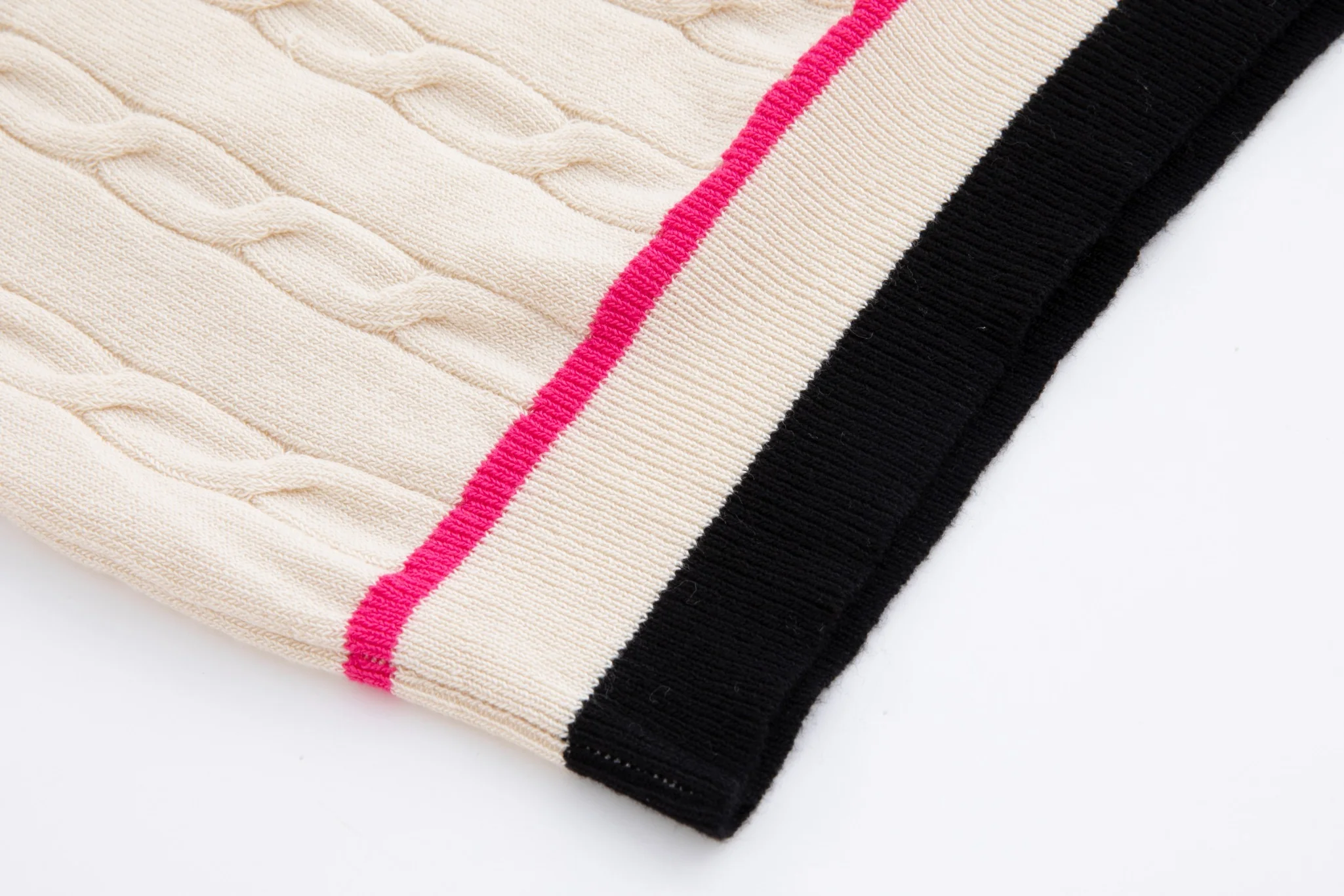Beige Pink And Black Cable Knit Top - Image 6